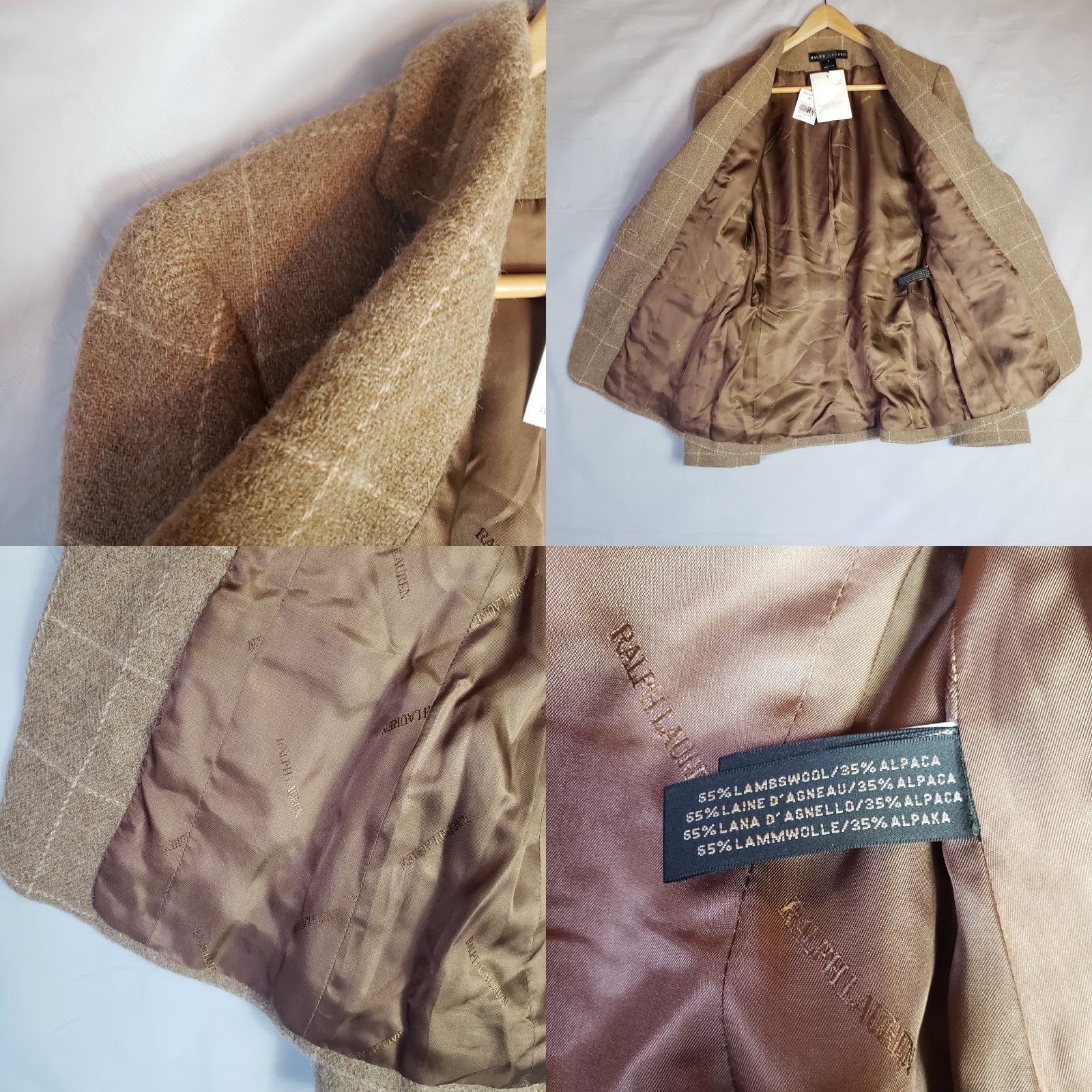 Vintage VINTAGE Ralph Lauren Black Label Blazer Womens Wool Alpaca Windowpane Size 8 NWT ~ Beige Size M / US 6-8 / IT 42-44 - 9 Thumbnail