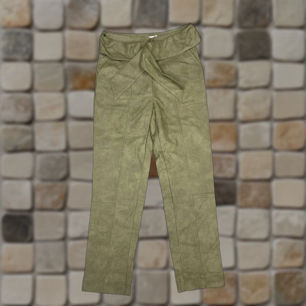 Jonathan Simkhai Jonathan Simkhai Tessa Vegan Leather Pants Womens 4 Green Lined Straight Leg New Size 27" / US 4 / IT 40 - 1 Thumbnail