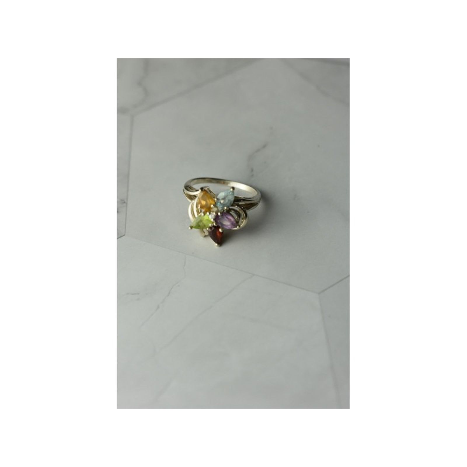 Jewelry 925 STERLING SILVER MULTI GEMSTONES "FLOWER" RING SIZE 8 Size ONE SIZE - 7 Thumbnail