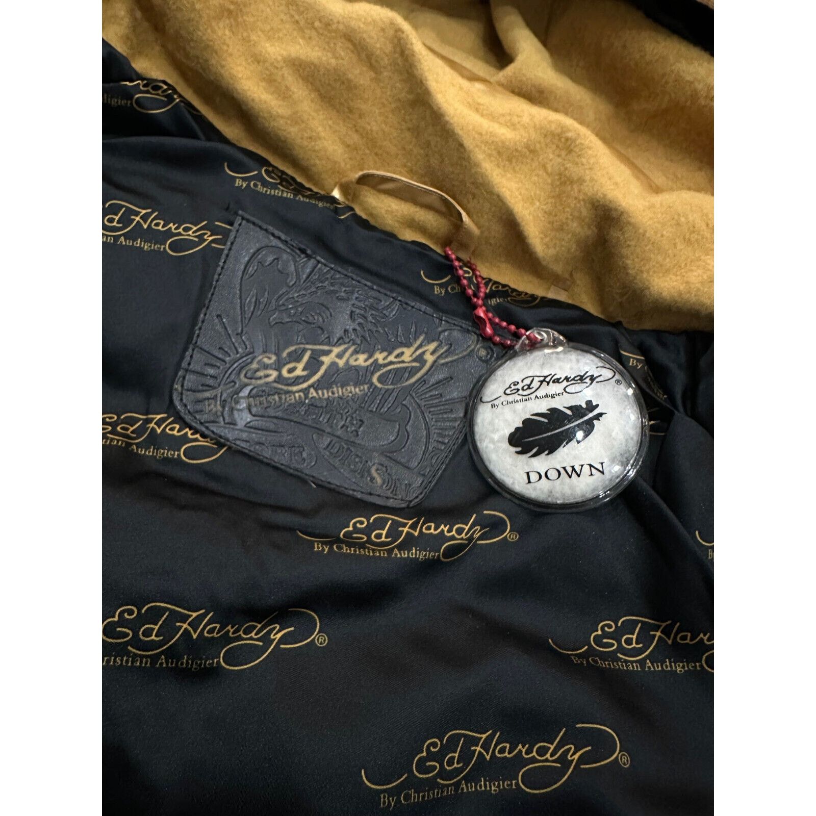 Ed Hardy Ed Hardy by Christian Audigier Women's Gold Puffer Jacket Size M / US 6-8 / IT 42-44 - 11 Thumbnail