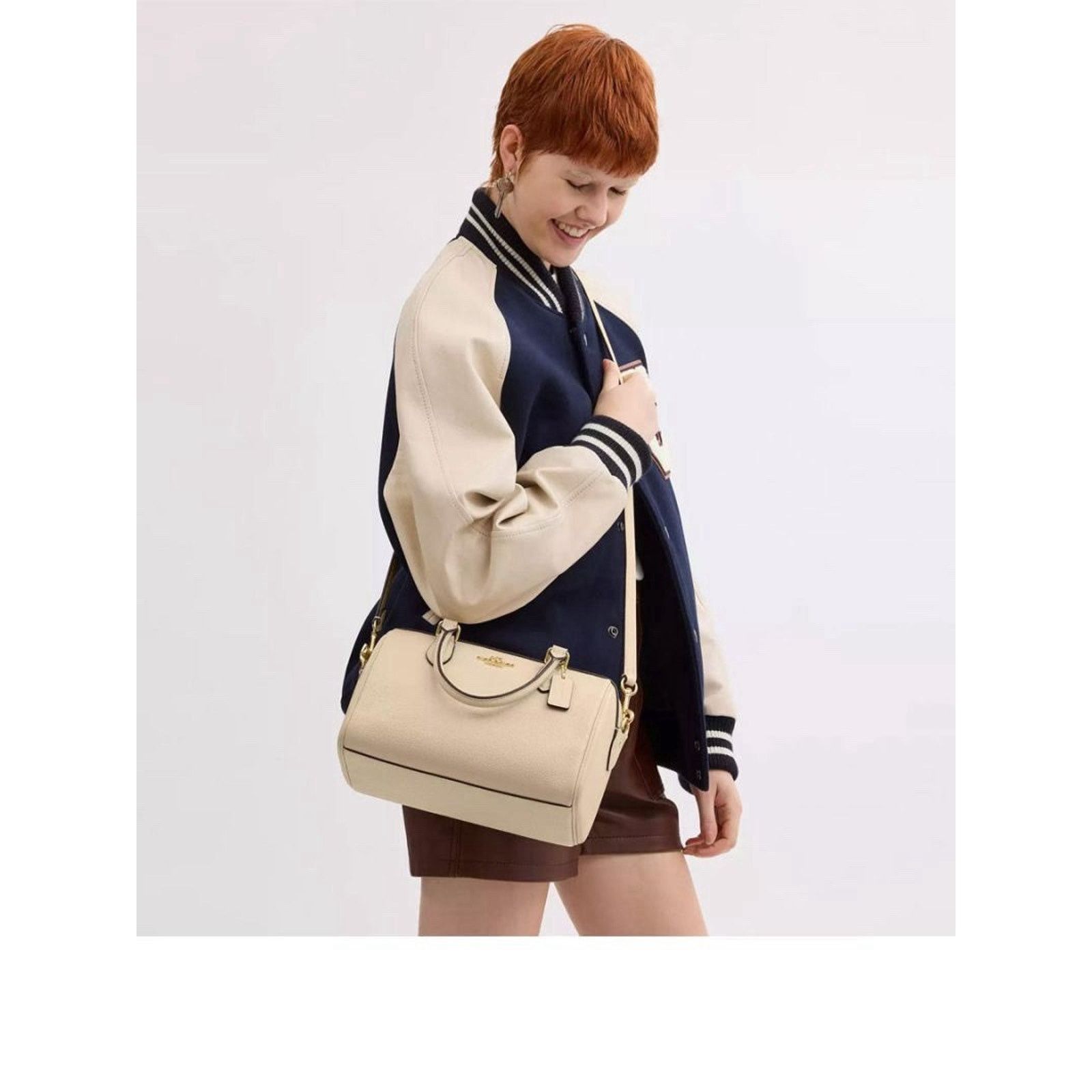 Coach NWT Coach Rowan Satchel CV962 Pebbled Leather Ivory Size ONE SIZE - 9 Thumbnail