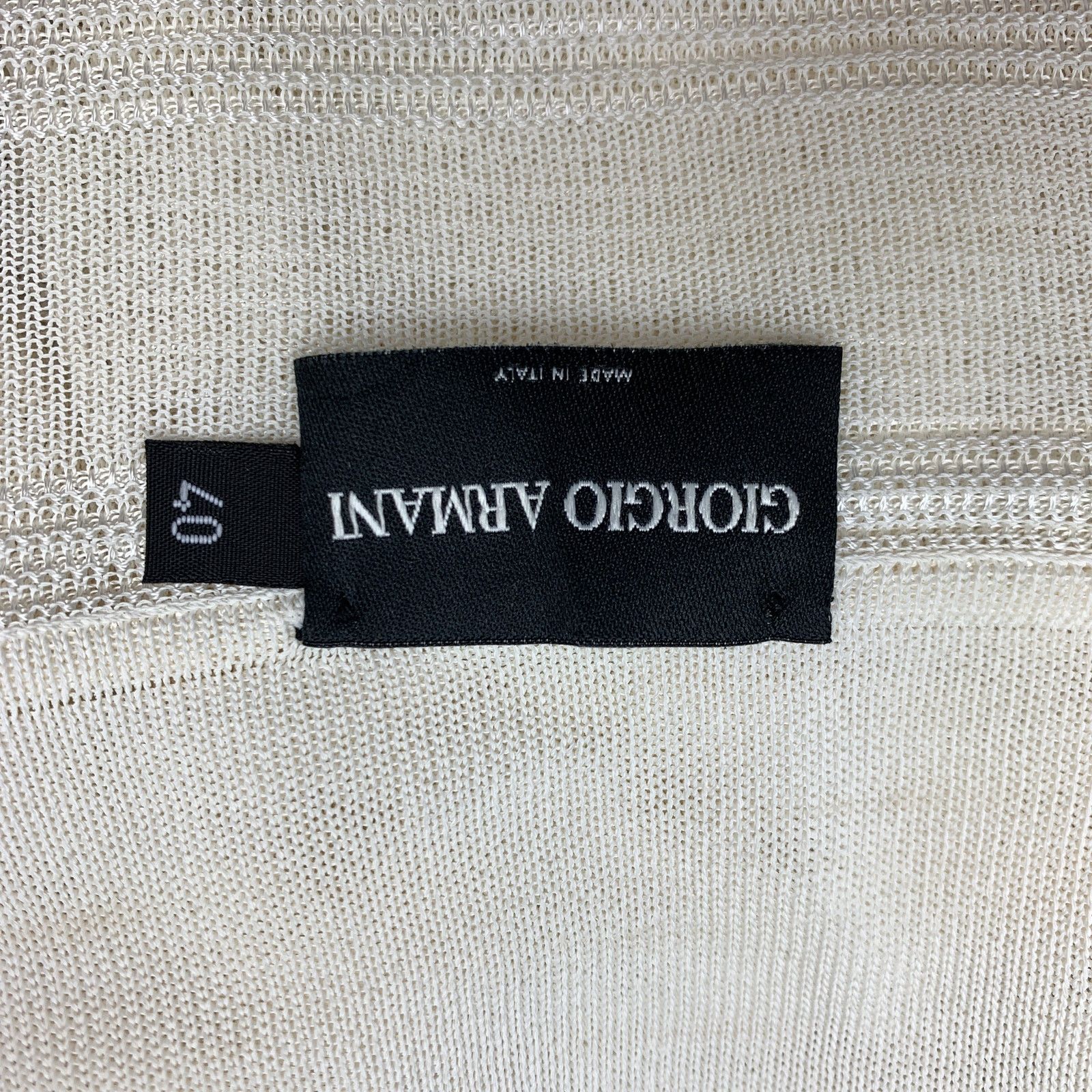 Giorgio Armani Size 4 Cream Burnout Striped Viscose Collared Pullover Size S / US 4 / IT 40 - 6 Thumbnail