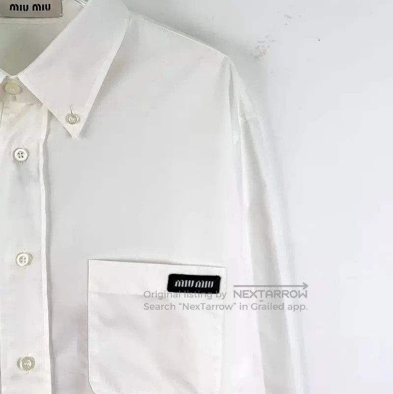 Miu Miu Miu Miu Women's White Cotton Shirt . Size XXS / US 00 / IT 34 - 2 Thumbnail