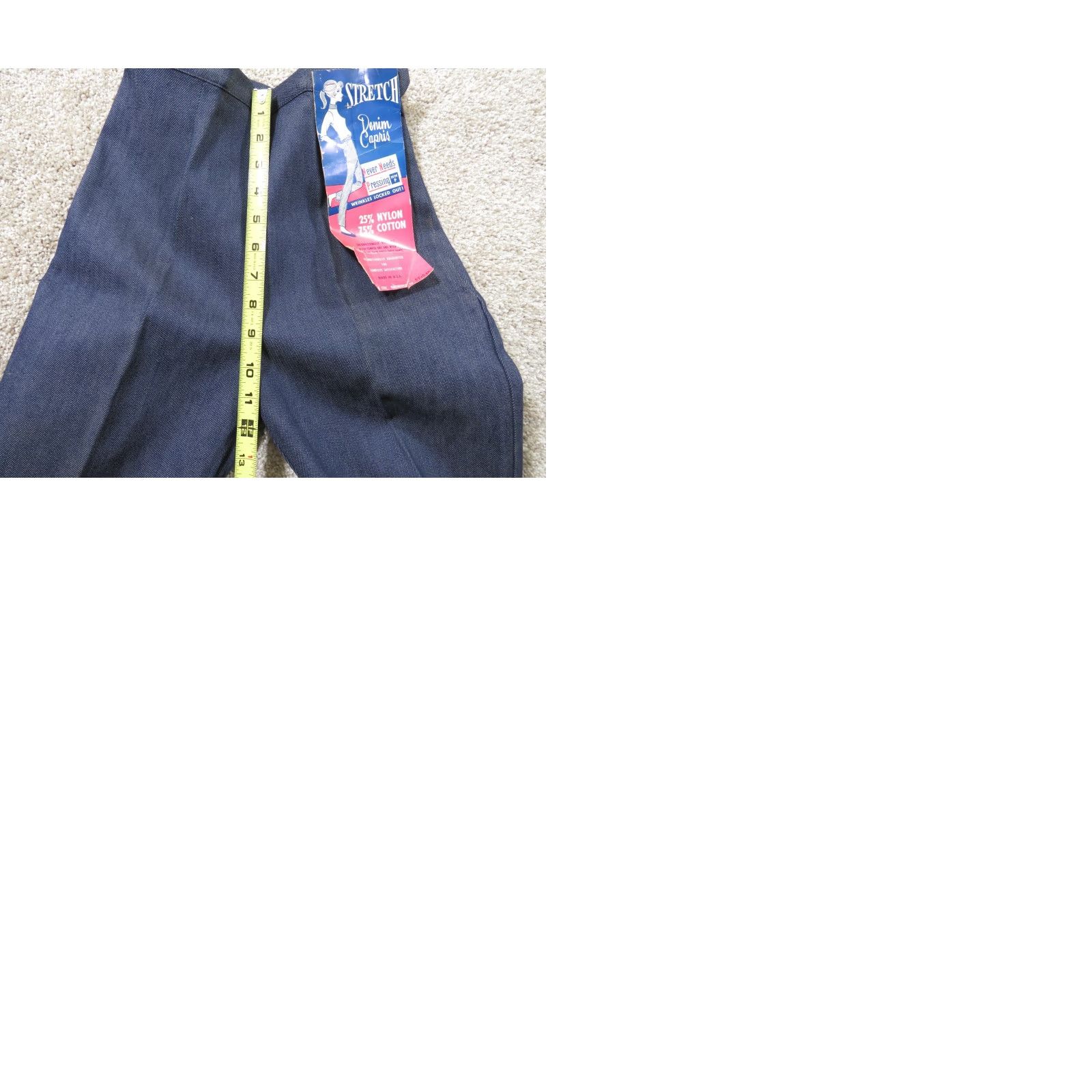 Denime VINTAGE Martinsville Sanforized Jeans Capris Denim Women’s 2XS 22x26 Blue 1950s Disco Slim Skinny Casual Mens/Womens Size 40" / US 18 - 9 Thumbnail