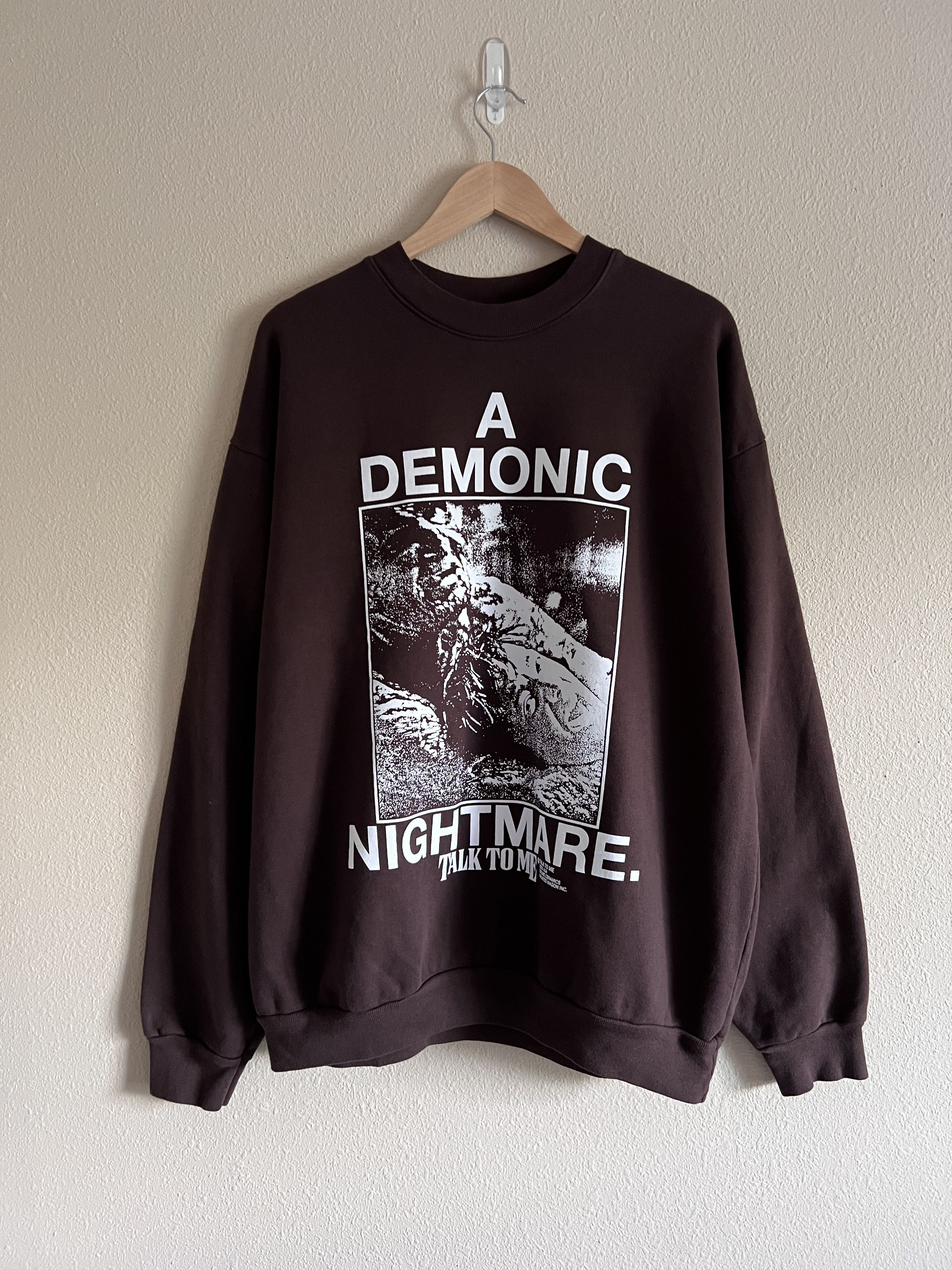 Image of A24 Talk To Me Demonic Nightmare Crewneck in Brown, Men's (Size XL)