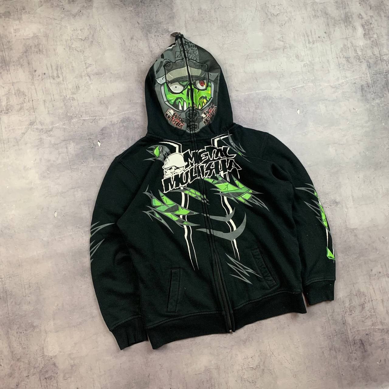 Metal Mulisha Rare Vintage Rare Zip Up Hoodie Metal Big Logo Overprint Y2K Bape style Grailed