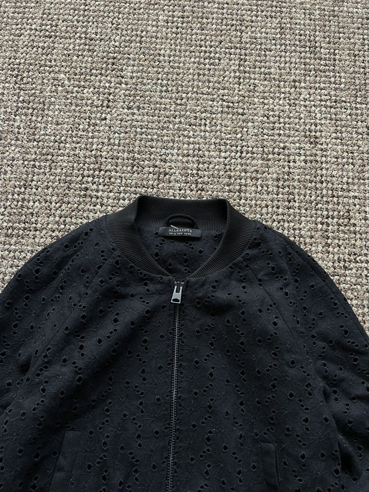 Allsaints AllSaints Womens Baine Wool Eyelet Bomber Jacket Avant-Garde Size M / US 6-8 / IT 42-44 - 6 Thumbnail