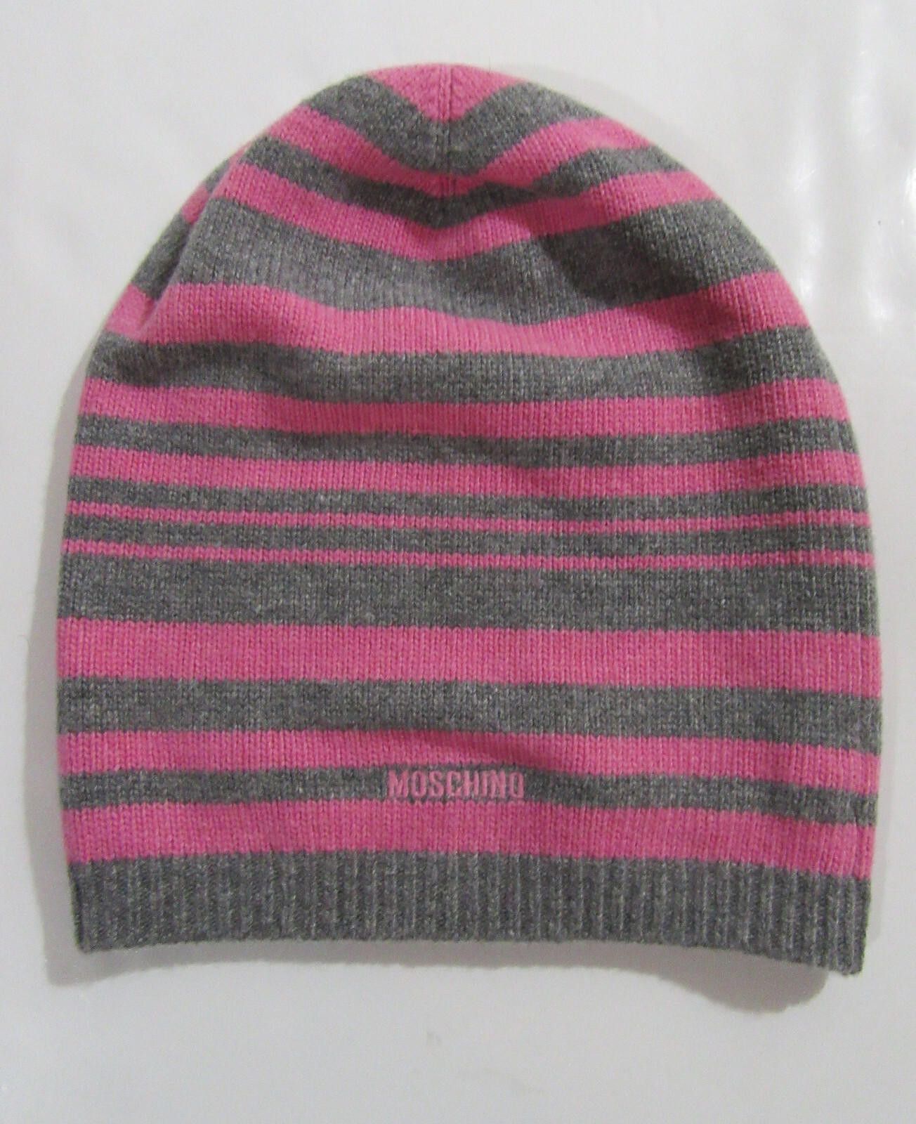 Moschino Moschino Beanie Hat Pink and Grey Striped NWT Size ONE SIZE - 1 Thumbnail