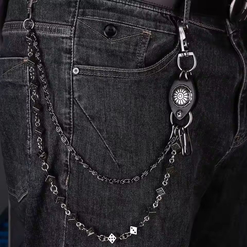 Vintage Leather Goth Dice Wallet Belts Chain Size ONE SIZE - 4 Thumbnail