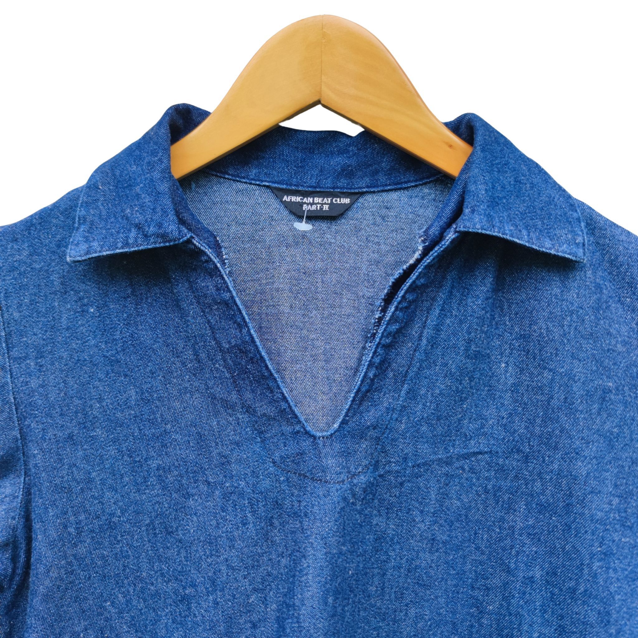 Designer × Japanese Brand African Beat Club Part II Denim Pop Over Shirt Size M / US 6-8 / IT 42-44 - 6 Thumbnail