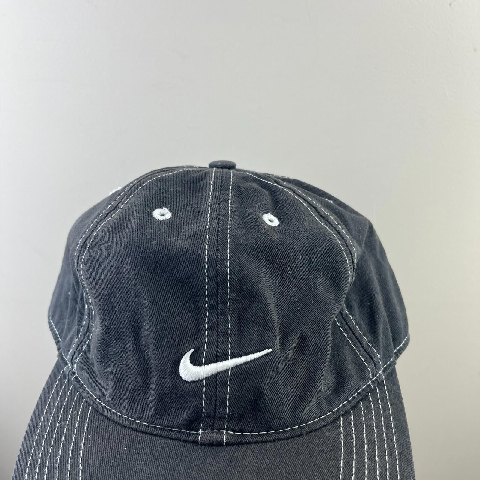 Nike Vintage Y2K Nike Swoosh Black Strapback Hat Size ONE SIZE - 2 Thumbnail