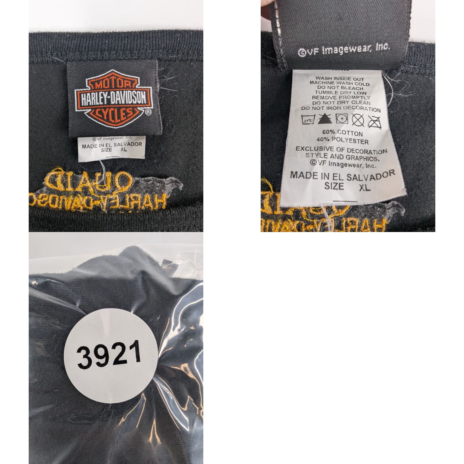 Harley Davidson Harley-Davidson Women's XL T-Shirt Black Yellow Short Sleeve Logo Graphic Slim Regular 100% Cotton Casual Vintage No Size XL / US 12-14 / IT 48-50 - 8 Thumbnail