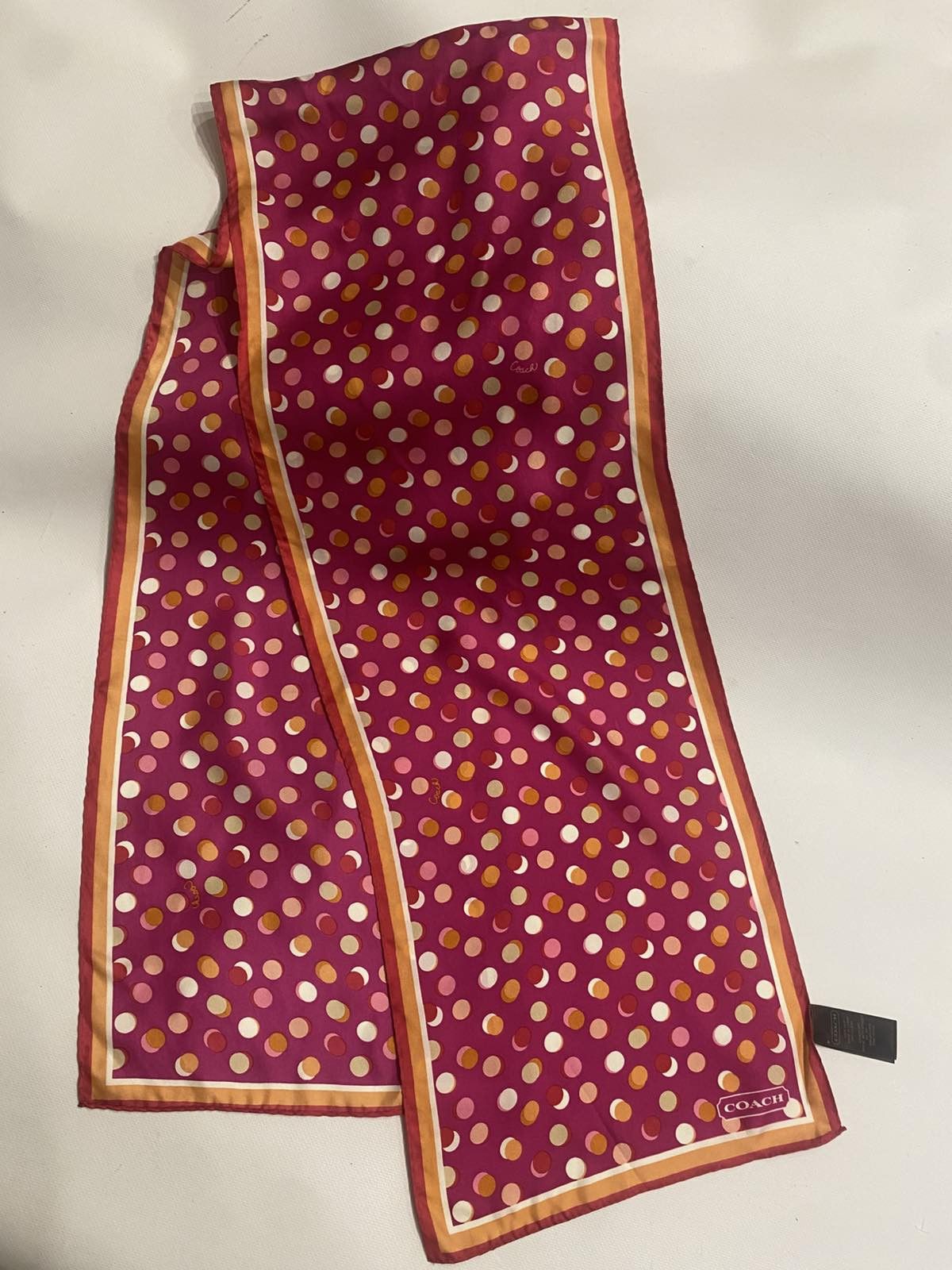 Coach Coach Silk Oblong Scarf Pink Multi Daisy Dot Print 150x25cm Size ONE SIZE - 1 Thumbnail