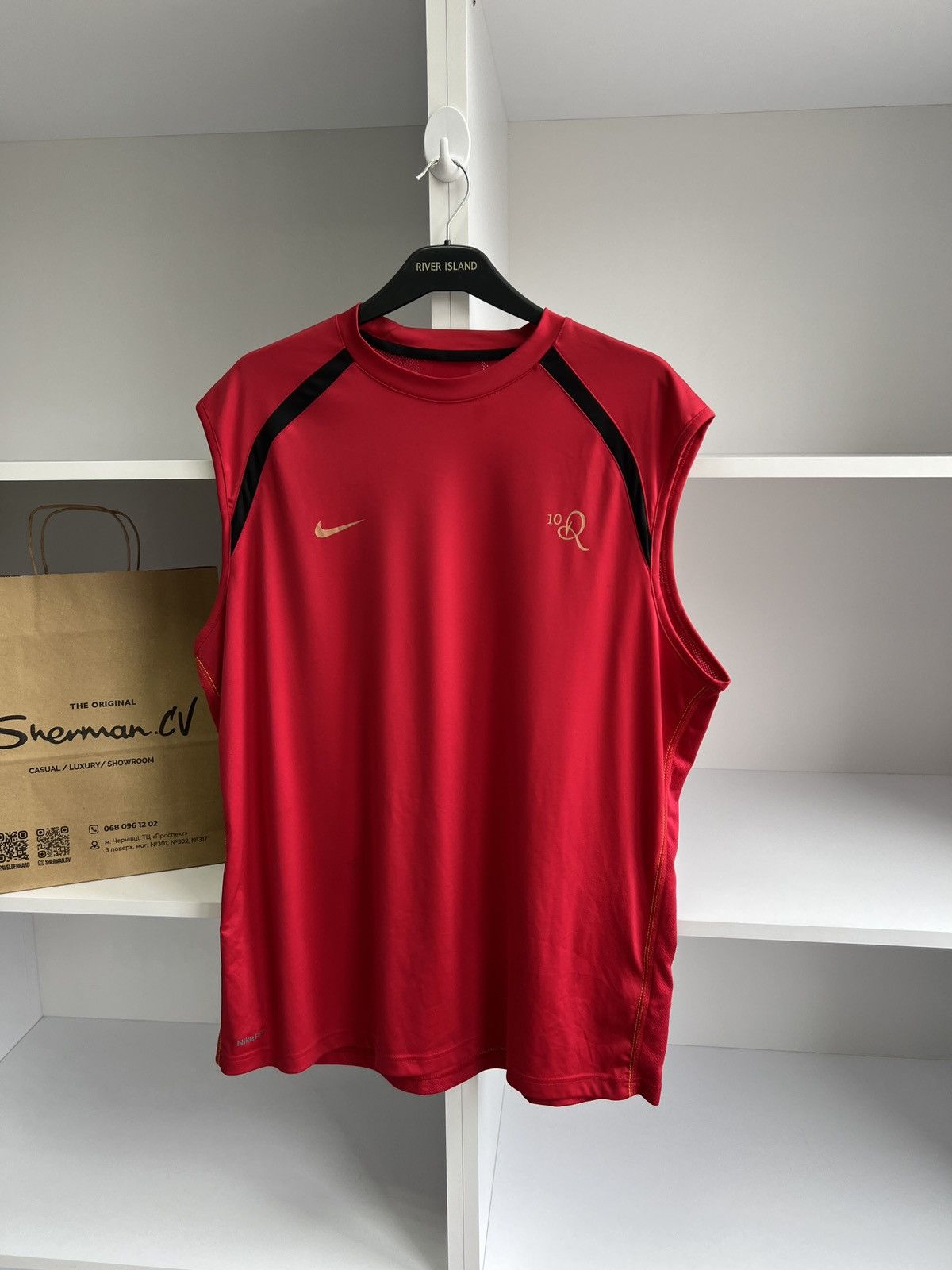 Nike × Vintage Vintage Nike Ronaldinho Red Sleeveless T-Shirt Size US L / EU 52-54 / 3 - 3 Thumbnail