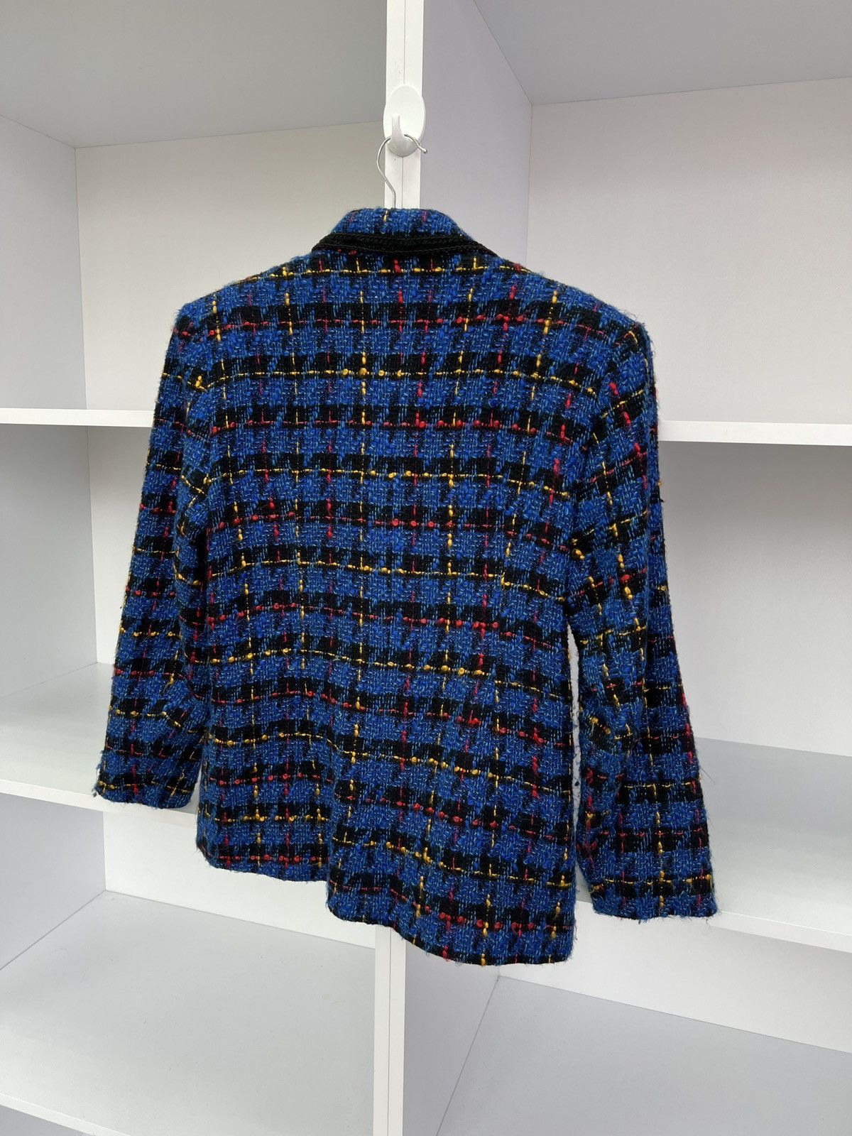 Designer × Sandro × Vintage Vintage Sandro Paris Reversible Floral Knit Blue Blazer Size M / US 6-8 / IT 42-44 - 14 Thumbnail