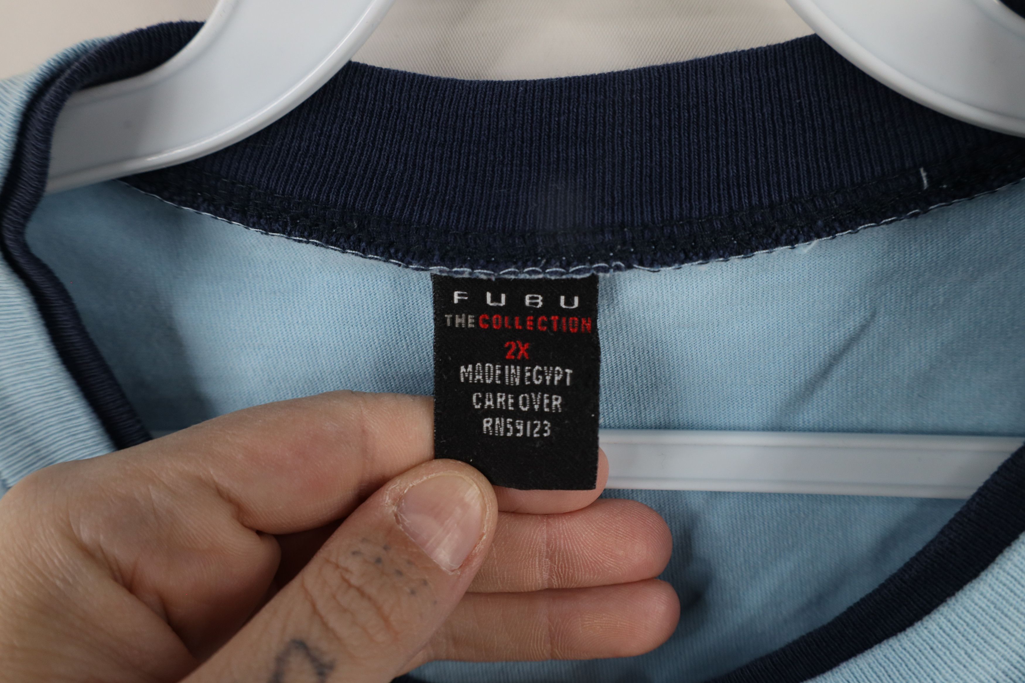 Fubu × Vintage Vintage 90s Y2K FUBU Spell Out Script Baggy Fit T-Shirt Blue Size US XXL / EU 58 / 5 - 8 Thumbnail