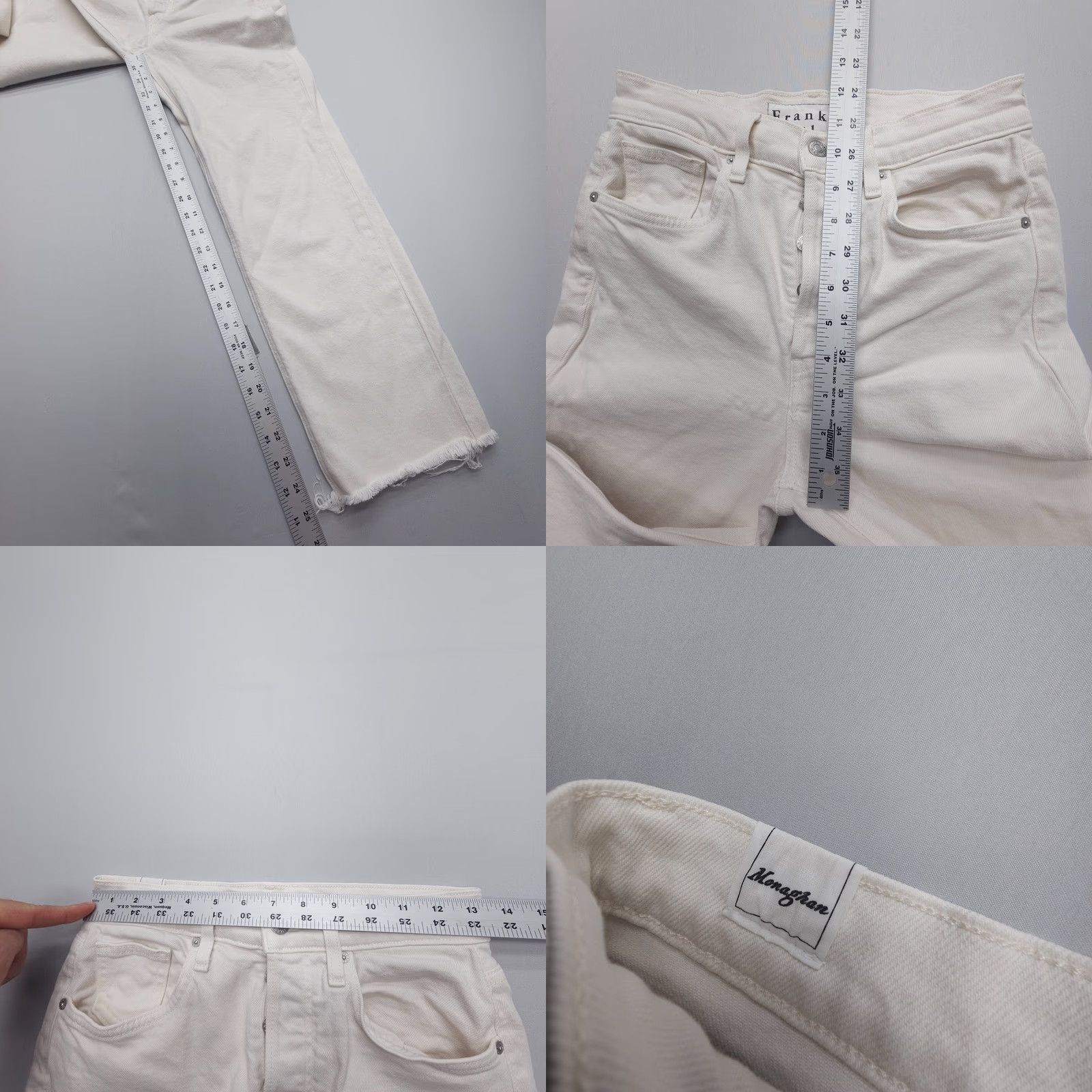 Frank & Eileen Frank & Eileen Monaghan Jeans 27 White High Rise Button Fly Jeans Womens Regular 27 in Cotton Denim Solid White Vintage City USA Size 27" / US 4 / IT 40 - 8 Thumbnail