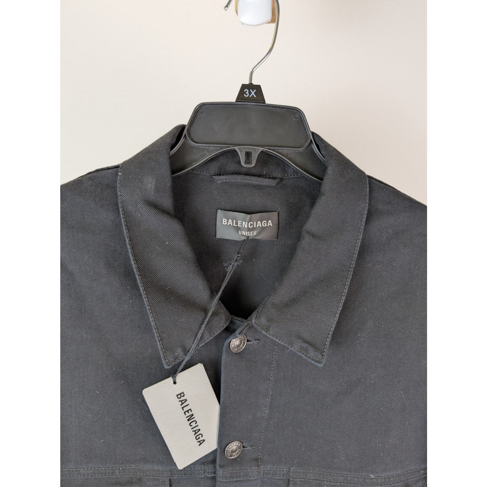 Balenciaga o1rshd1 Soft Black Left Hand Denim Jacket in Black Size US L / EU 52-54 / 3 - 8 Thumbnail