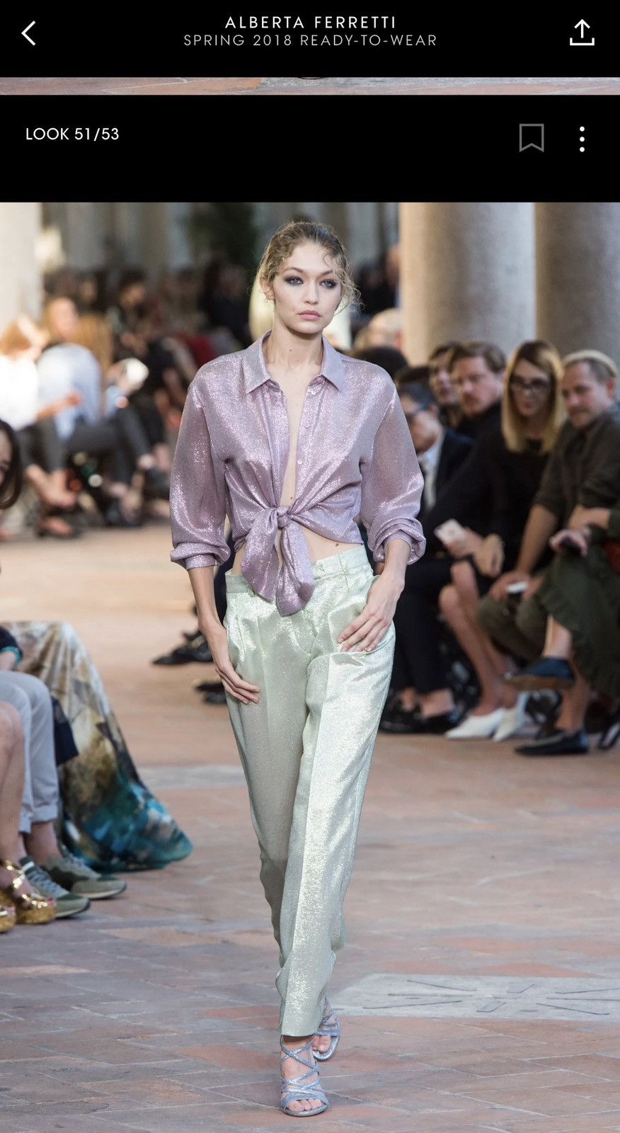 Alberta Ferretti Alberta Ferretti tie front pink lame blouse spring ‘18 sz 44 Size M / US 6-8 / IT 42-44 - 10 Thumbnail