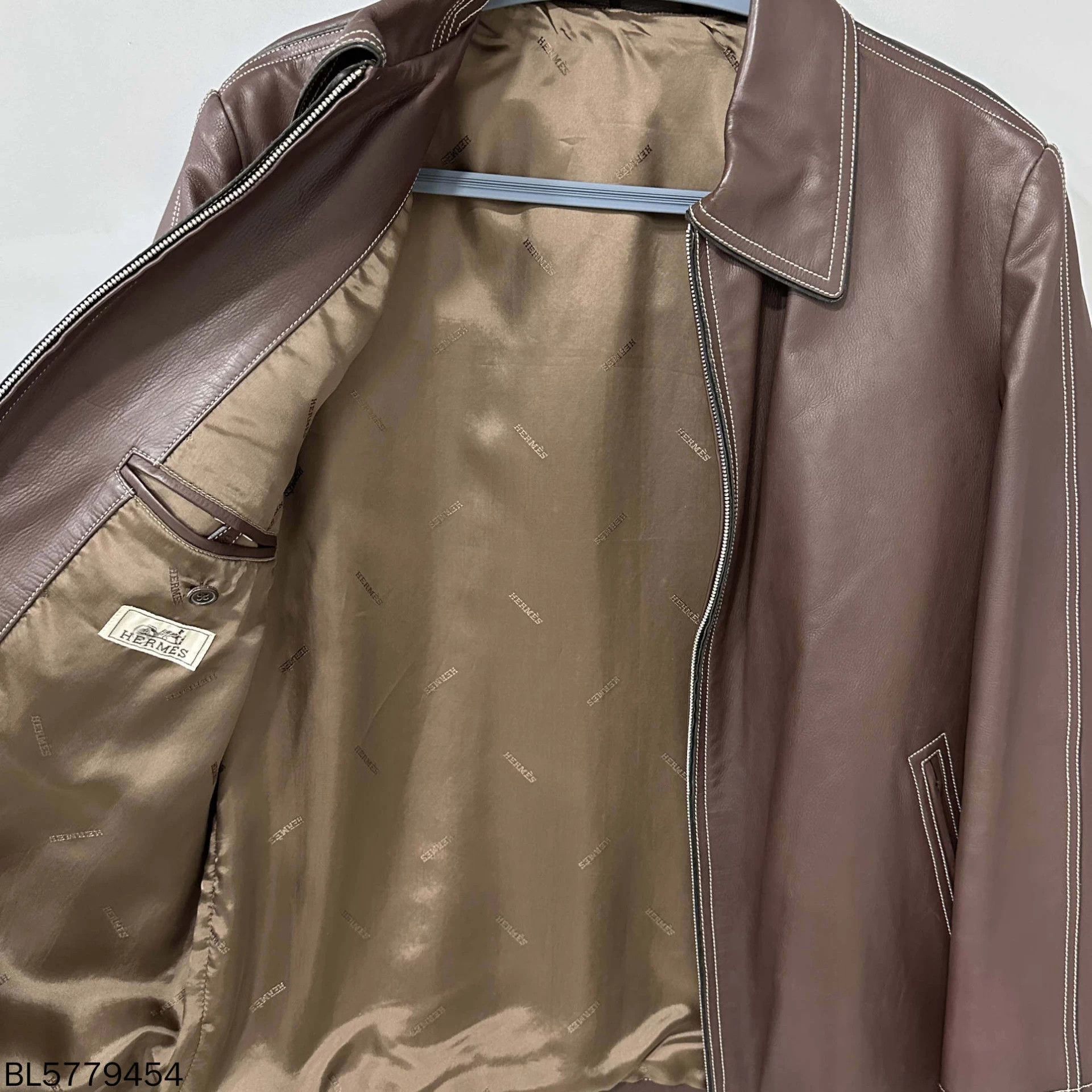 Hermes HERMES Burgundy Leather Jacket 52 99 New Size US L / EU 52-54 / 3 - 4 Thumbnail