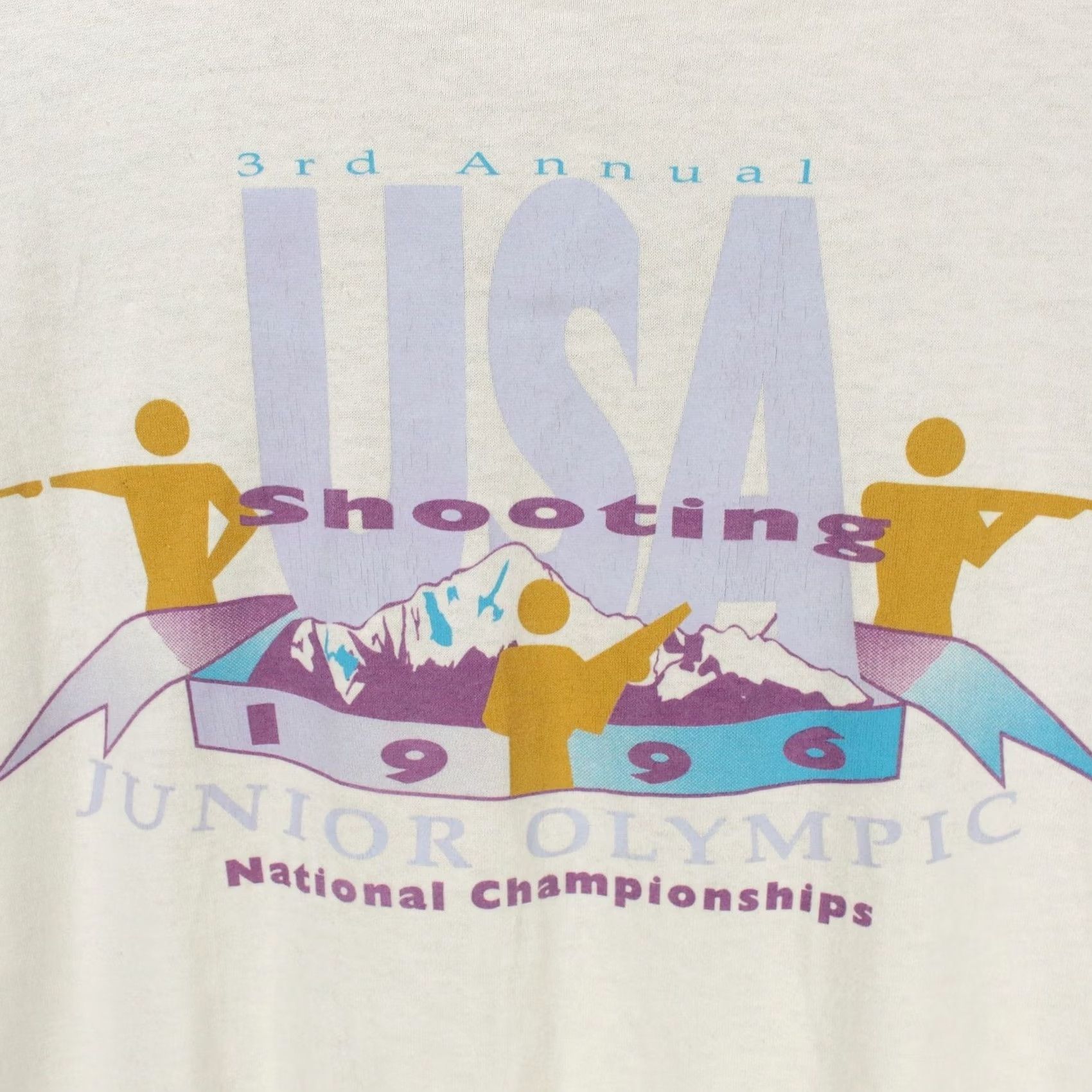 Hanes vtg 1996 USA SHOOTING JUNIOR OLYMPICS t-shirt XL white Hanes Unisex Adults Short Sleeve Crew Neck Cotton Blend Graphic Print Vintage 90s Size US XL / EU 56 / 4 - 2 Thumbnail
