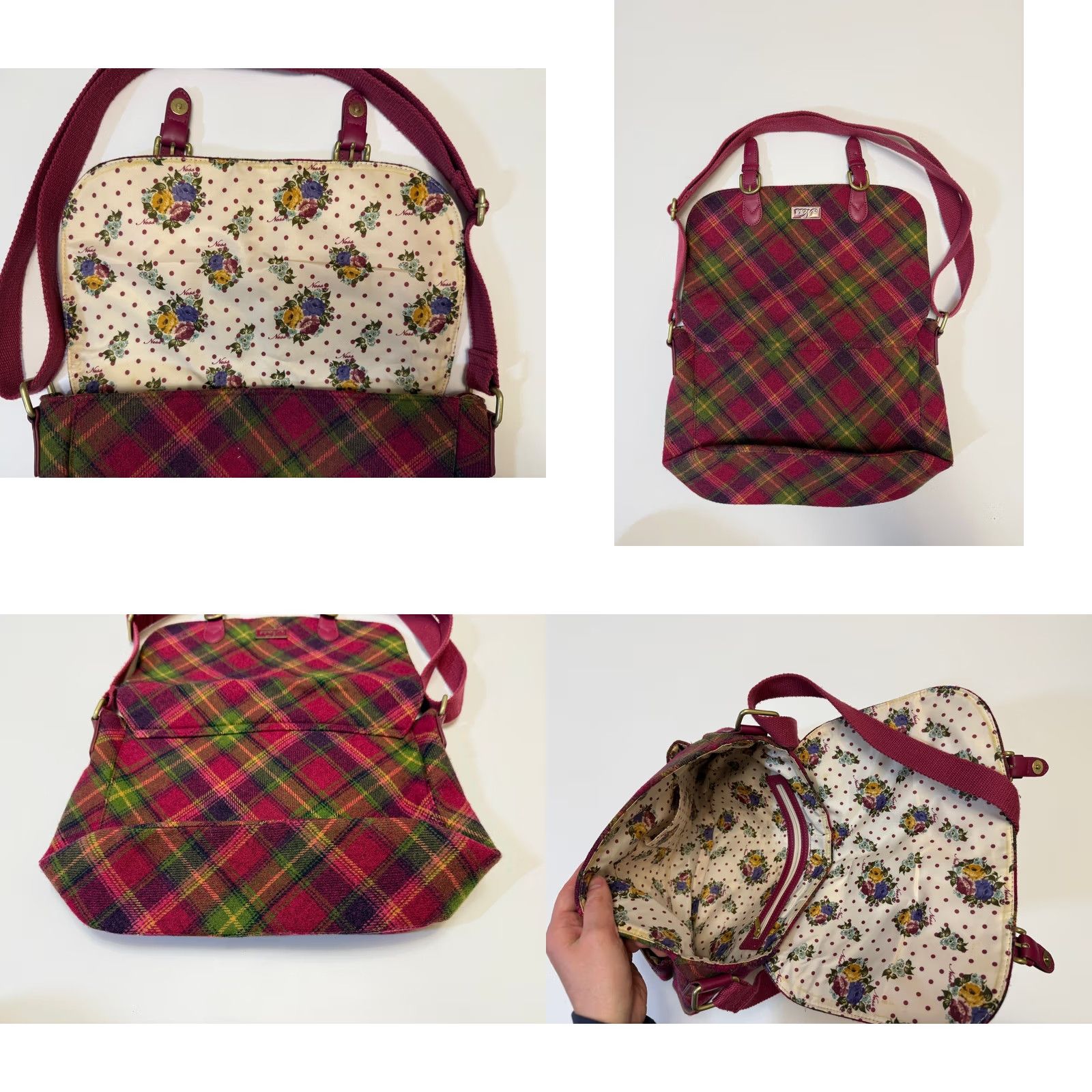 Vintage Ness Red Womens Shoulder Bag Wool Blend Red Tweed pattern Size ONE SIZE - 8 Thumbnail