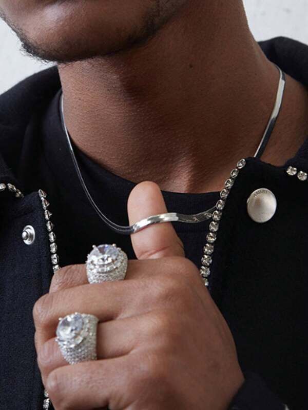 Jewelry x Vintage Casual Y2K Necklace Chain in Silver, Men's