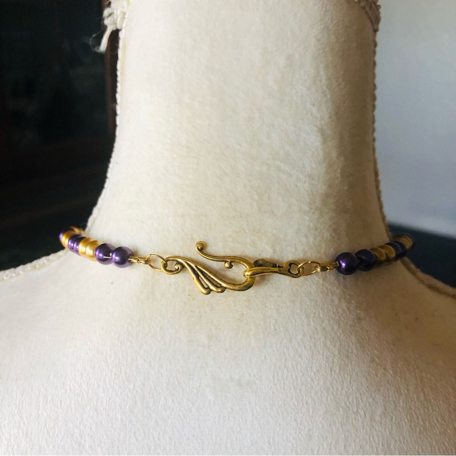 Handmade Handcrafted repurpose kyanite and amethyst Pearl necklace Size ONE SIZE - 7 Thumbnail