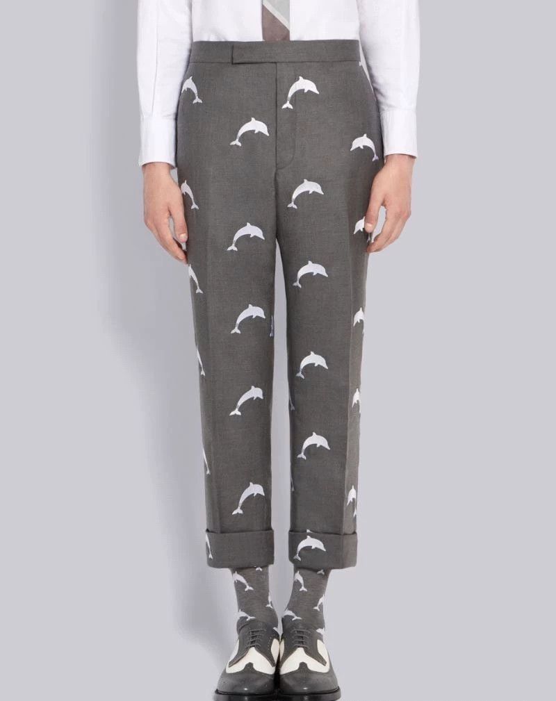 Thom Browne Thom Browne Mid-Gray Dolphin Embroidered Size 0 Pants Size US 28 / EU 44 - 6 Thumbnail