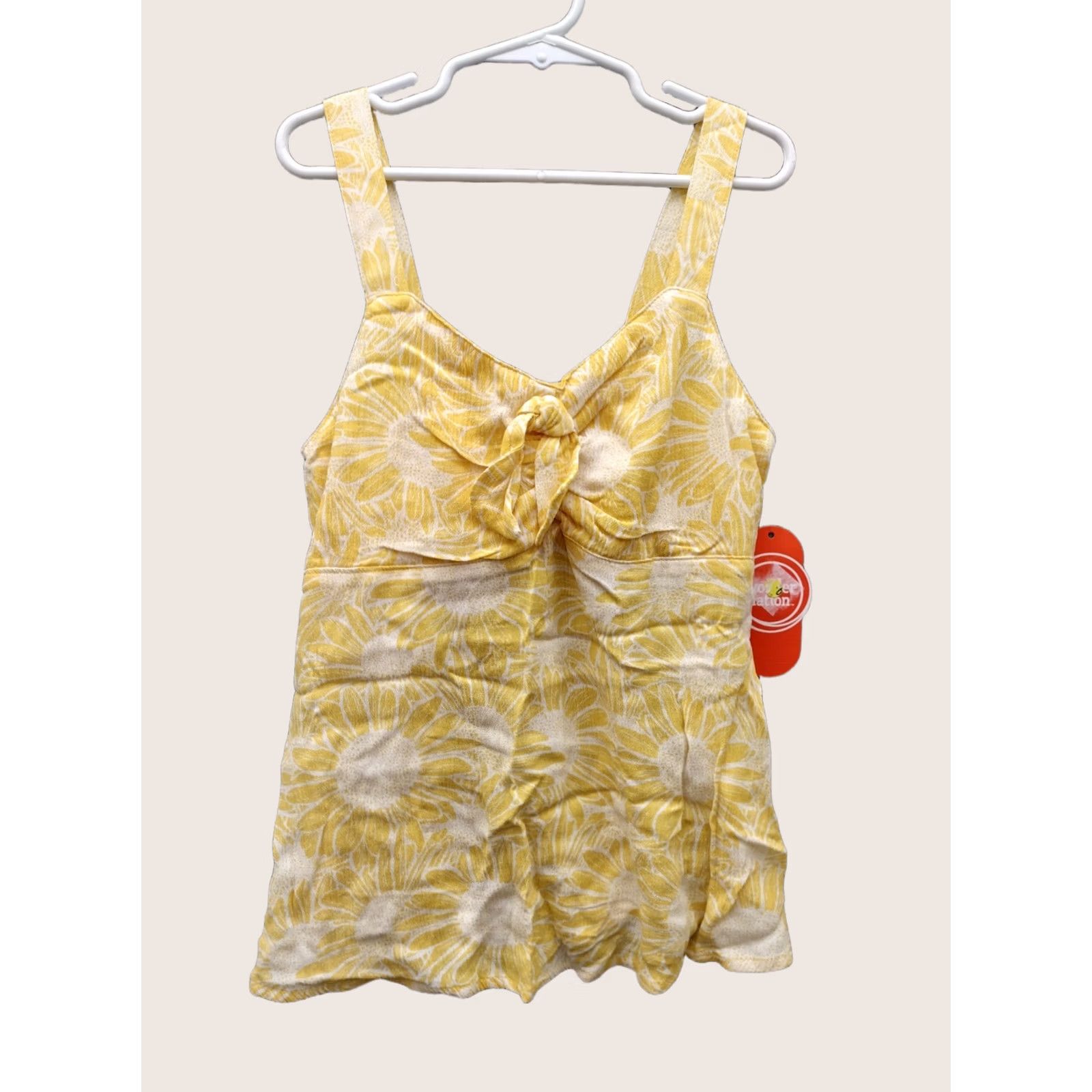 Vintage Wonder Nation Women's Knot Tie Tank Flower Cropped L 10-12 Yellow Camisole Sleeveless Vintage No N/A Size L / US 10 / IT 46 - 1 Thumbnail