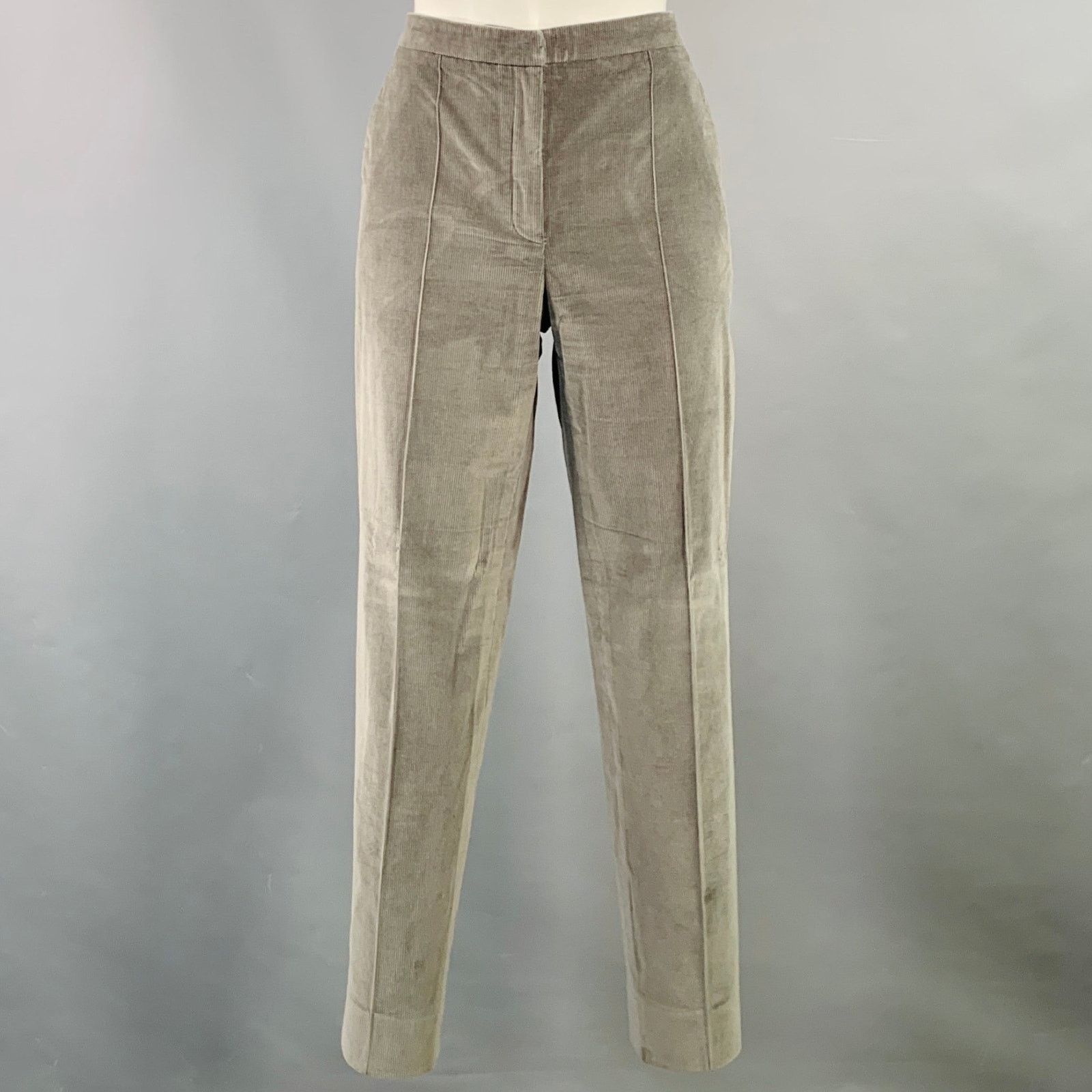 Nina Ricci NINA RICCI Grey Cotton Blend Corduroy Slim Fit Casual Pants Size 27" / US 4 / IT 40 - 1 Thumbnail