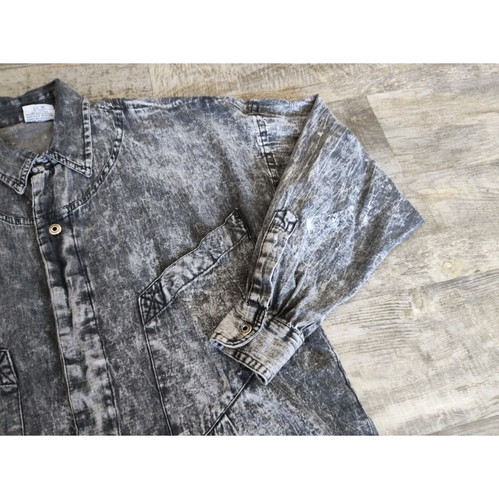 Vintage VINTAGE Desperado Western Button-Up Shirt Black Acid Wash Men’s Medium 100% Cotton Long Sleeve Casual Workwear Size US M / EU 48-50 / 2 - 4 Thumbnail