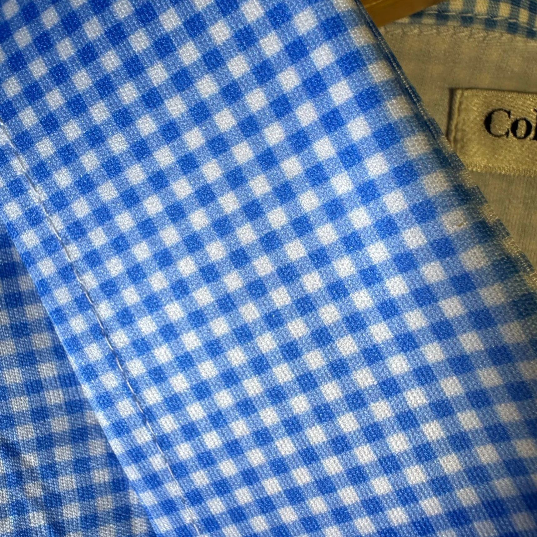 CO Collars & Co. Dress Collar Polo Long Sleeve Gingham Blue 2XL Men" Size US XXL / EU 58 / 5 - 5 Thumbnail