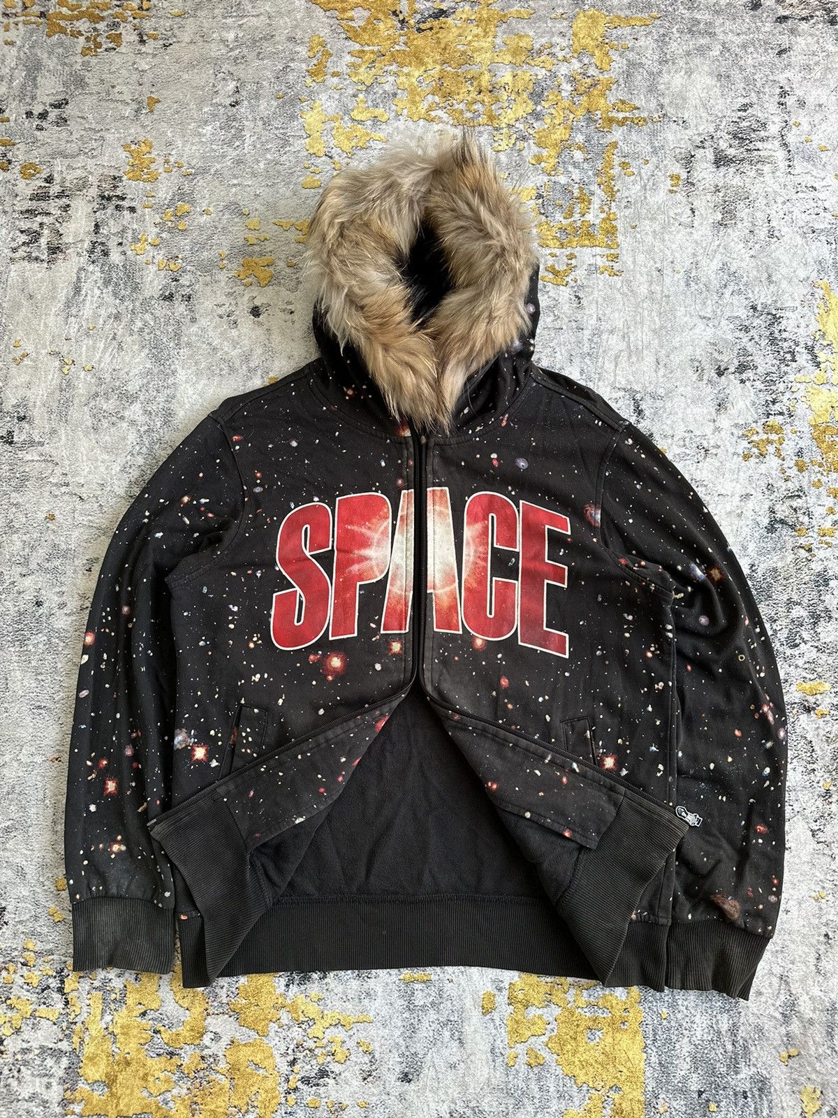 20471120 FADED JCB SPACE GALAXY AOP FUR FULL ZIPPER HOODIE LGB STYLE Size US L / EU 52-54 / 3 - 4 Thumbnail