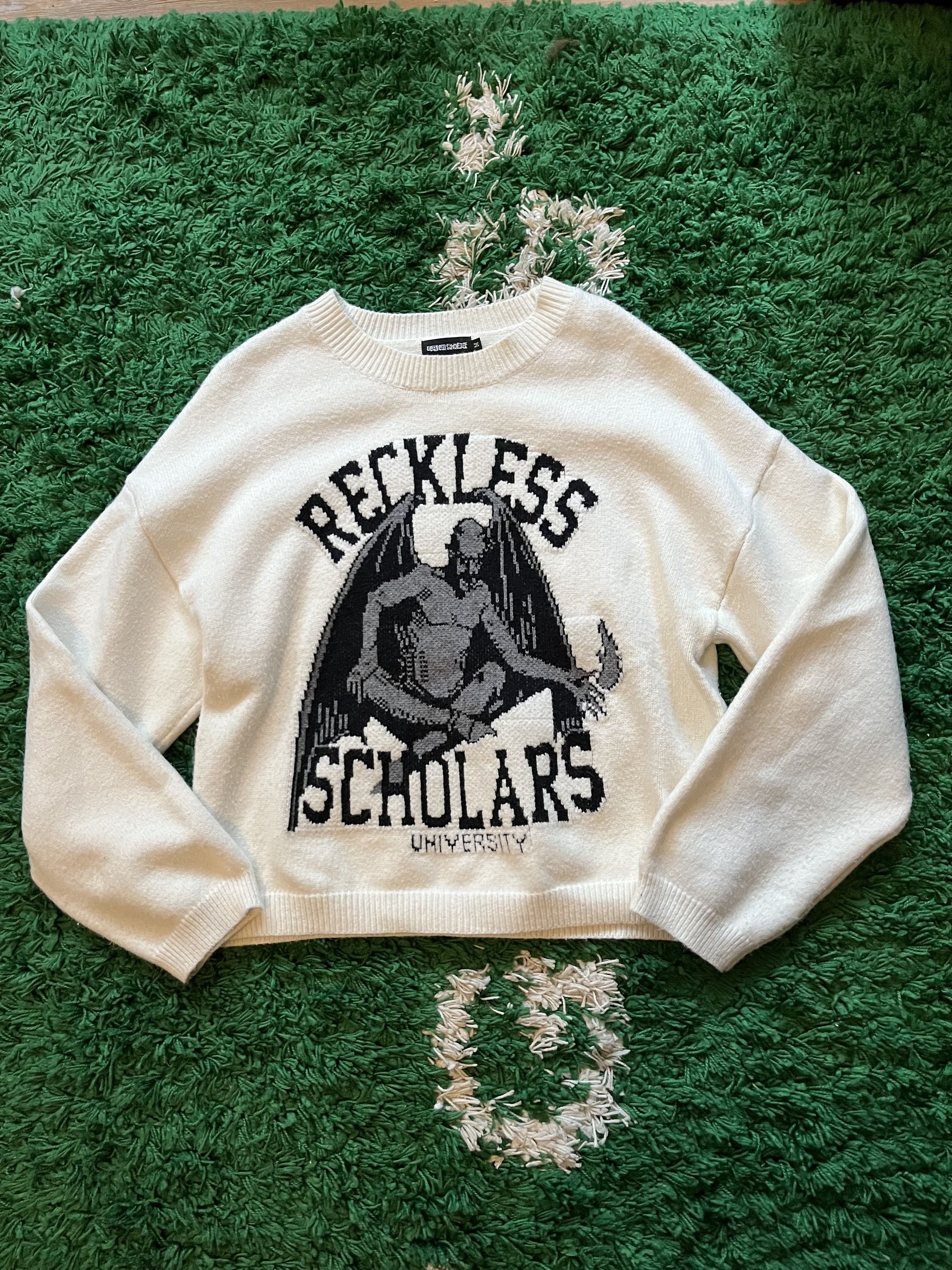 Reckless Scholars Reckless scholars university white knit Size US M / EU 48-50 / 2 - 1 Thumbnail