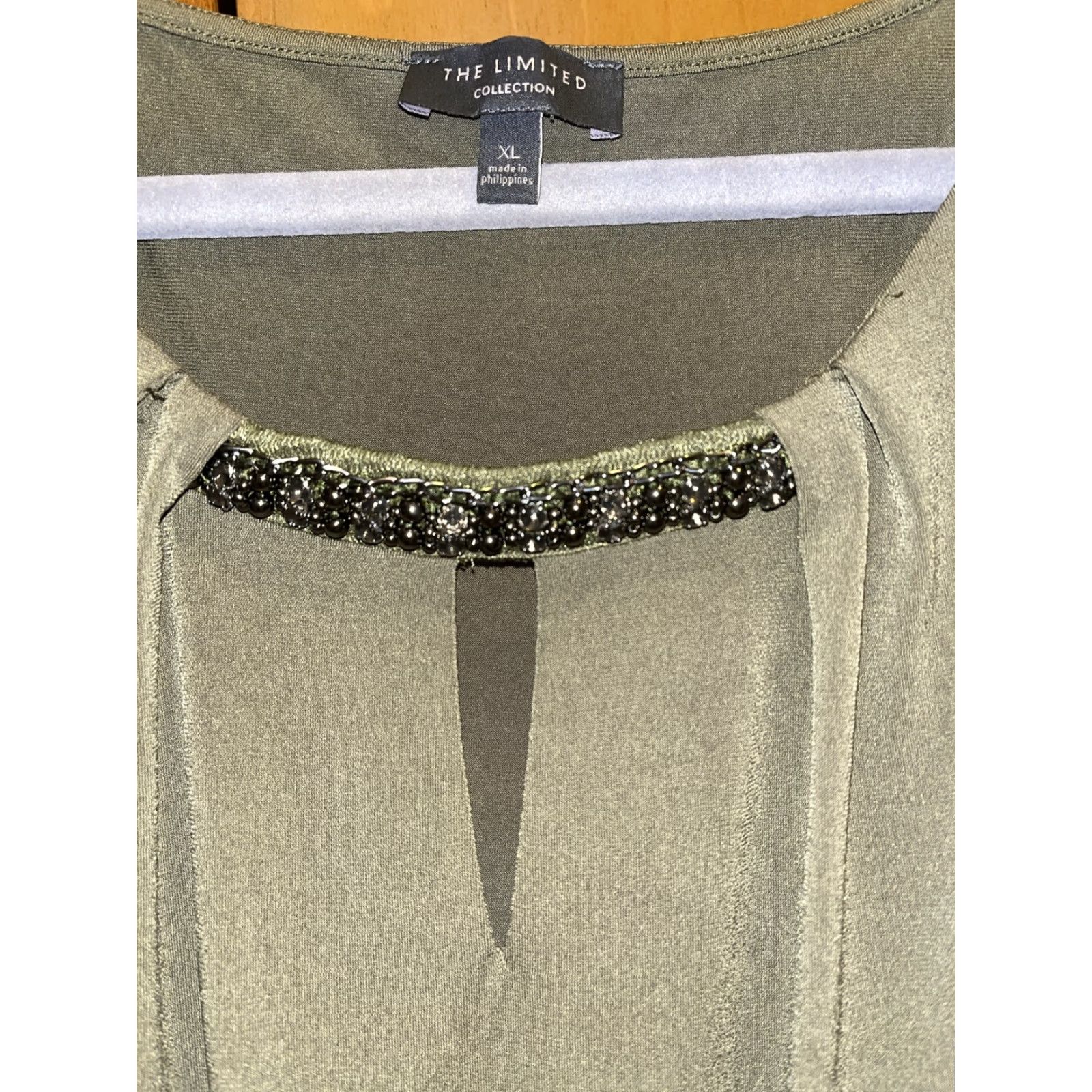 Vintage The Limited Collection Blouse Womens XL Olive Green Tank Sleeveless Crew Neck Rhinestone Band Casual Workwear Party Womens Size XL / US 12-14 / IT 48-50 - 2 Thumbnail