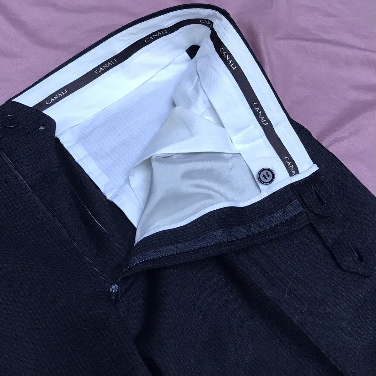 Canali CANALI HIGH WAISTED PLEATED TROUSER, DENCE WOOL FLANNEL Size 42R - 4 Thumbnail