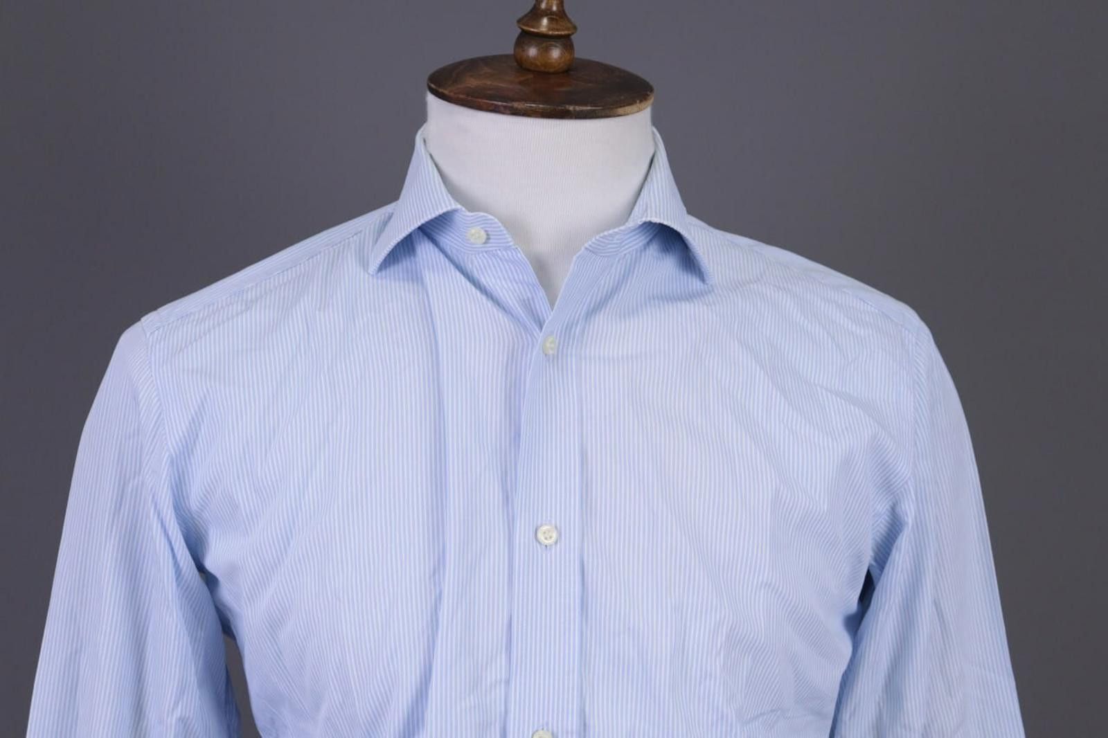Designer Boggi Milano 2/100' Doppio Ritorto Blue Shirt Size 39 / 15 Size US M / EU 48-50 / 2 - 4 Thumbnail