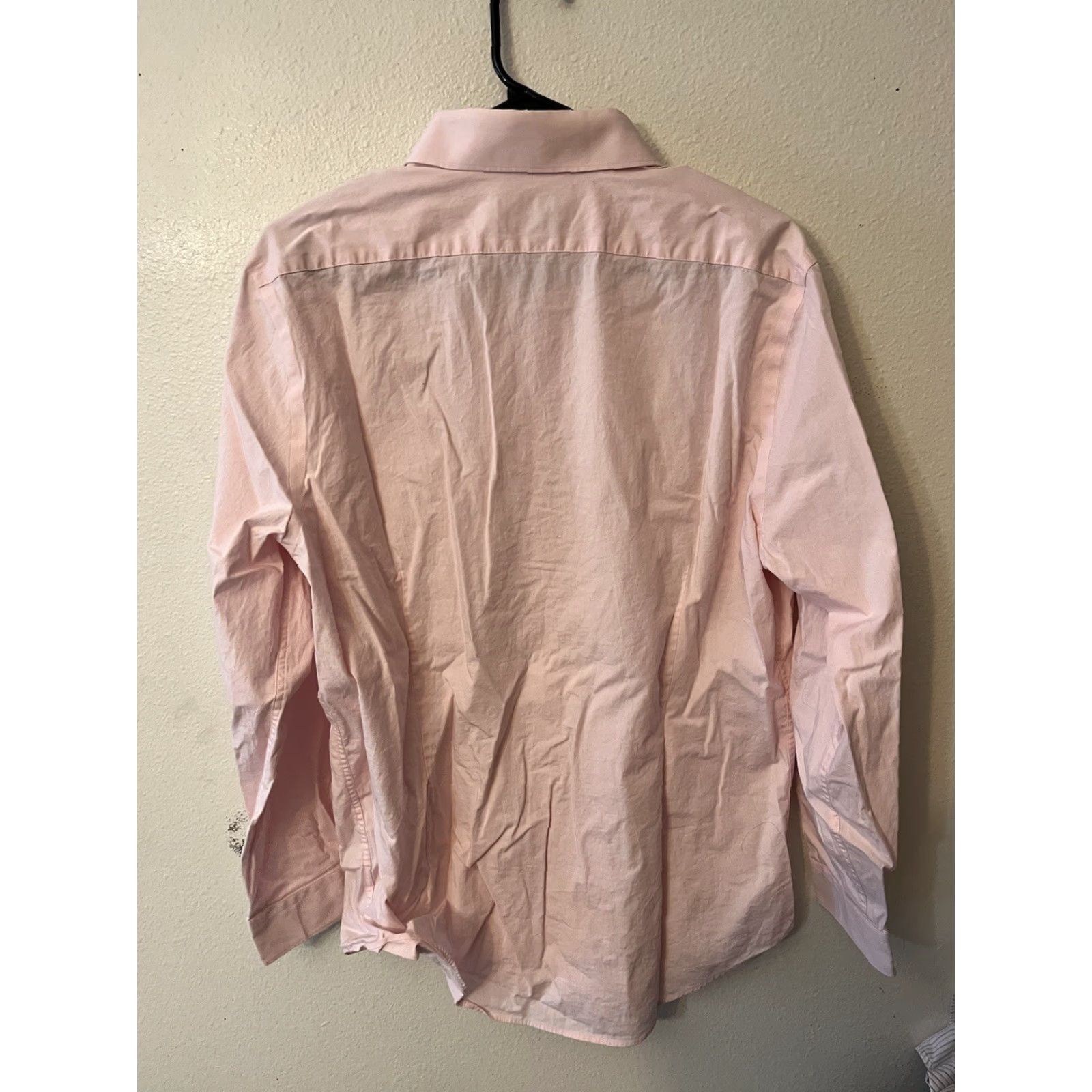Express VINTAGE Express Men's Dress Shirt L Pink Solid Cotton Business Casual Workwear 90s Size 42R - 3 Thumbnail