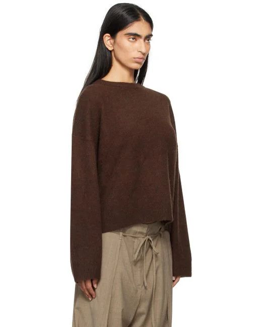 Loulou de Saison o1s22i1n1024 Wool Blend Pullover Sweater in Brown Size S / US 4 / IT 40 - 2 Thumbnail