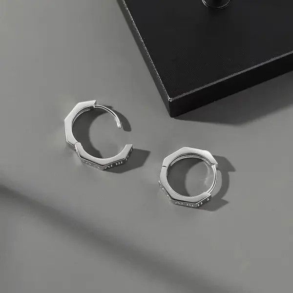Other Pure Titanium Hoop Huggie Earrings Round/Hexagon Earring Size ONE SIZE - 5 Thumbnail