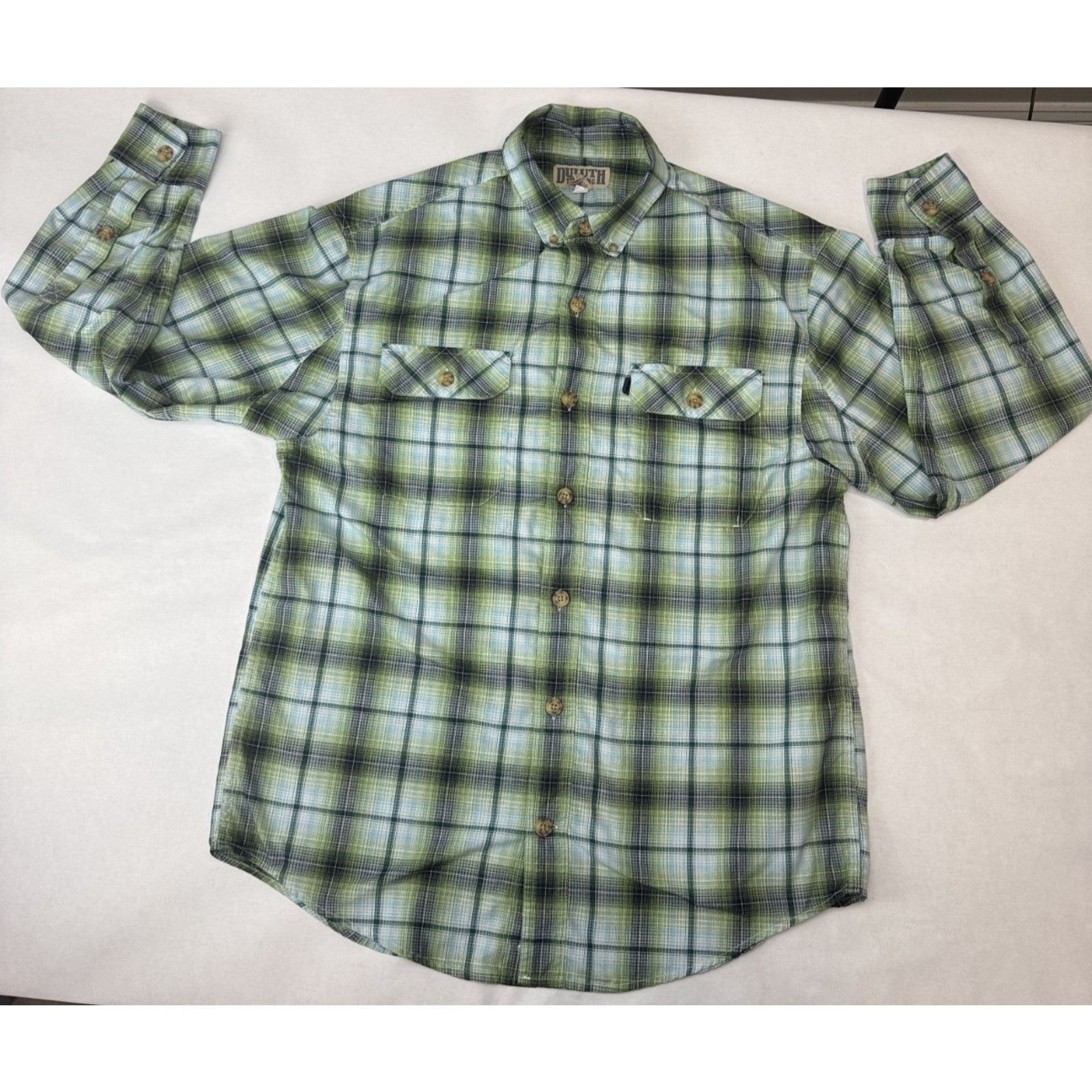 Duluth Trading Company Duluth Trading Conpany Plaid Button Shirt Green Blue Medium Size US M / EU 48-50 / 2 - 1 Thumbnail