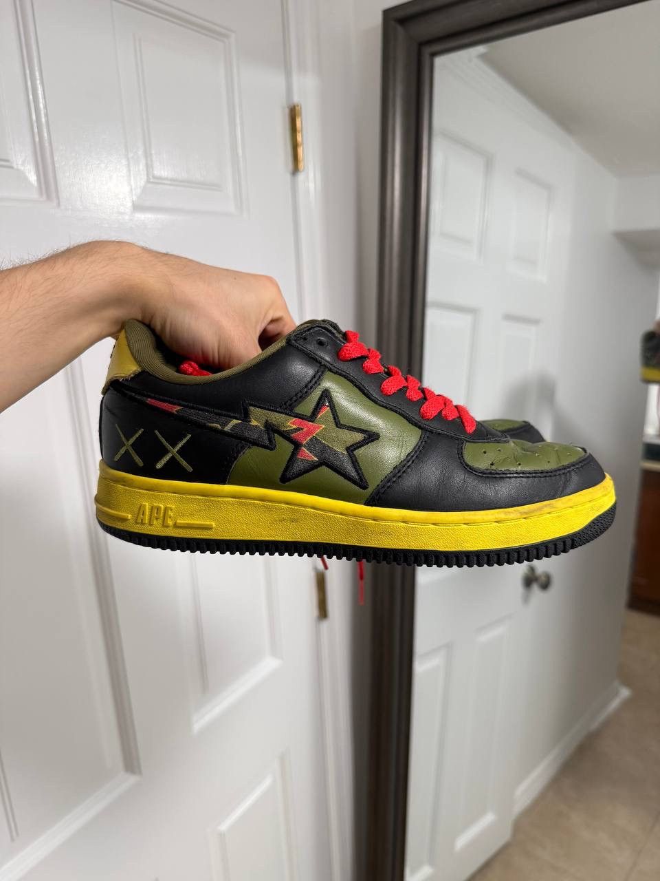 Bape × Kaws A Bathing Ape Bape Sta Low KAWS Black Olive Green rare 8 us Size US 8 / EU 41 - 3 Thumbnail