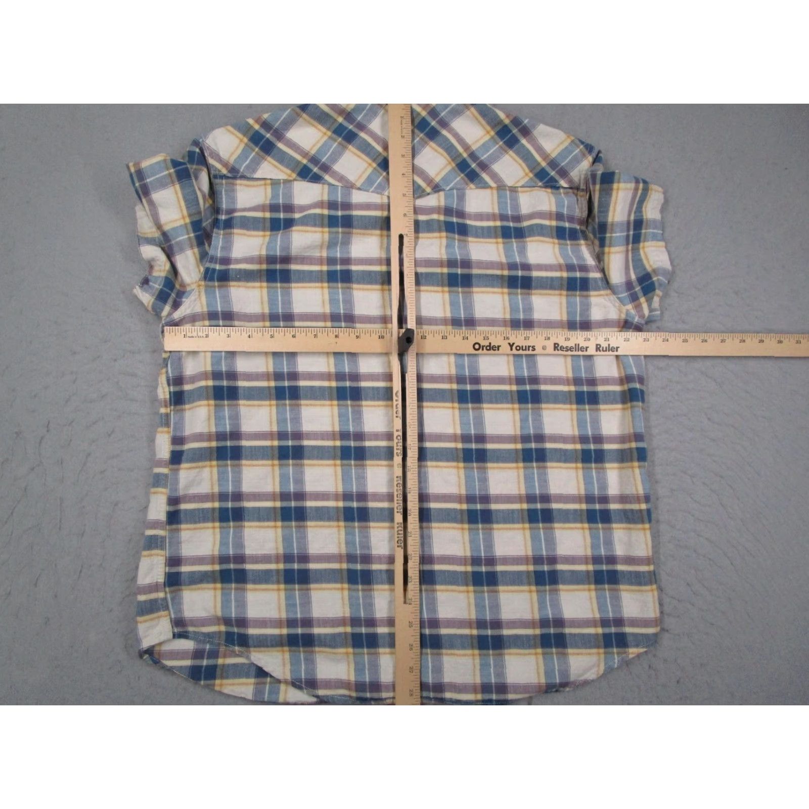 Lucky Brand Lucky Brand Men's XL Blue Plaid Western Snap Front Short Sleeve Shirt 7MD41213 Size US XL / EU 56 / 4 - 6 Thumbnail