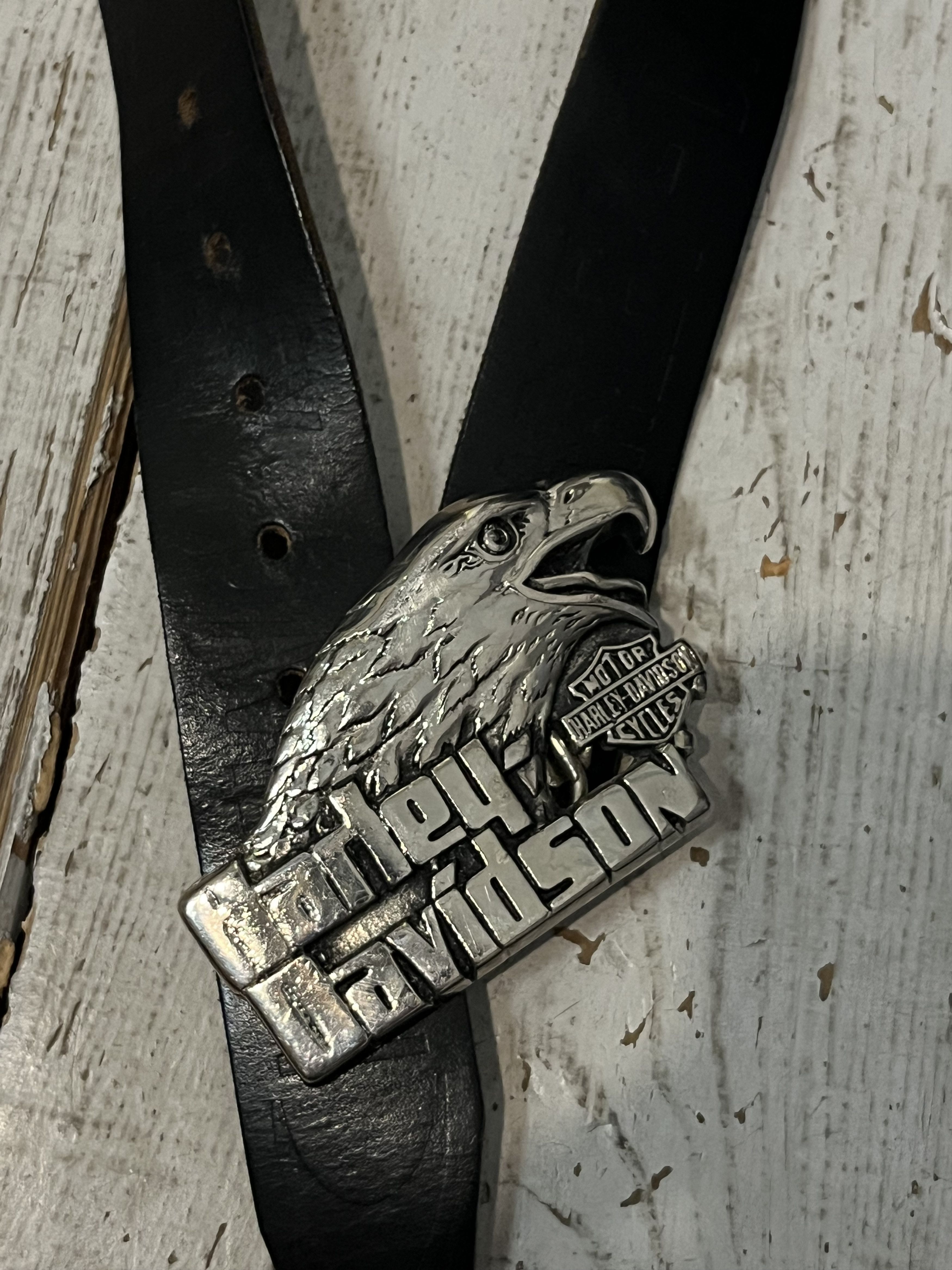 Harley Davidson × West Coast Choppers 90s Harley Davidson Eagle Real Leather Belt Size ONE SIZE - 3 Thumbnail
