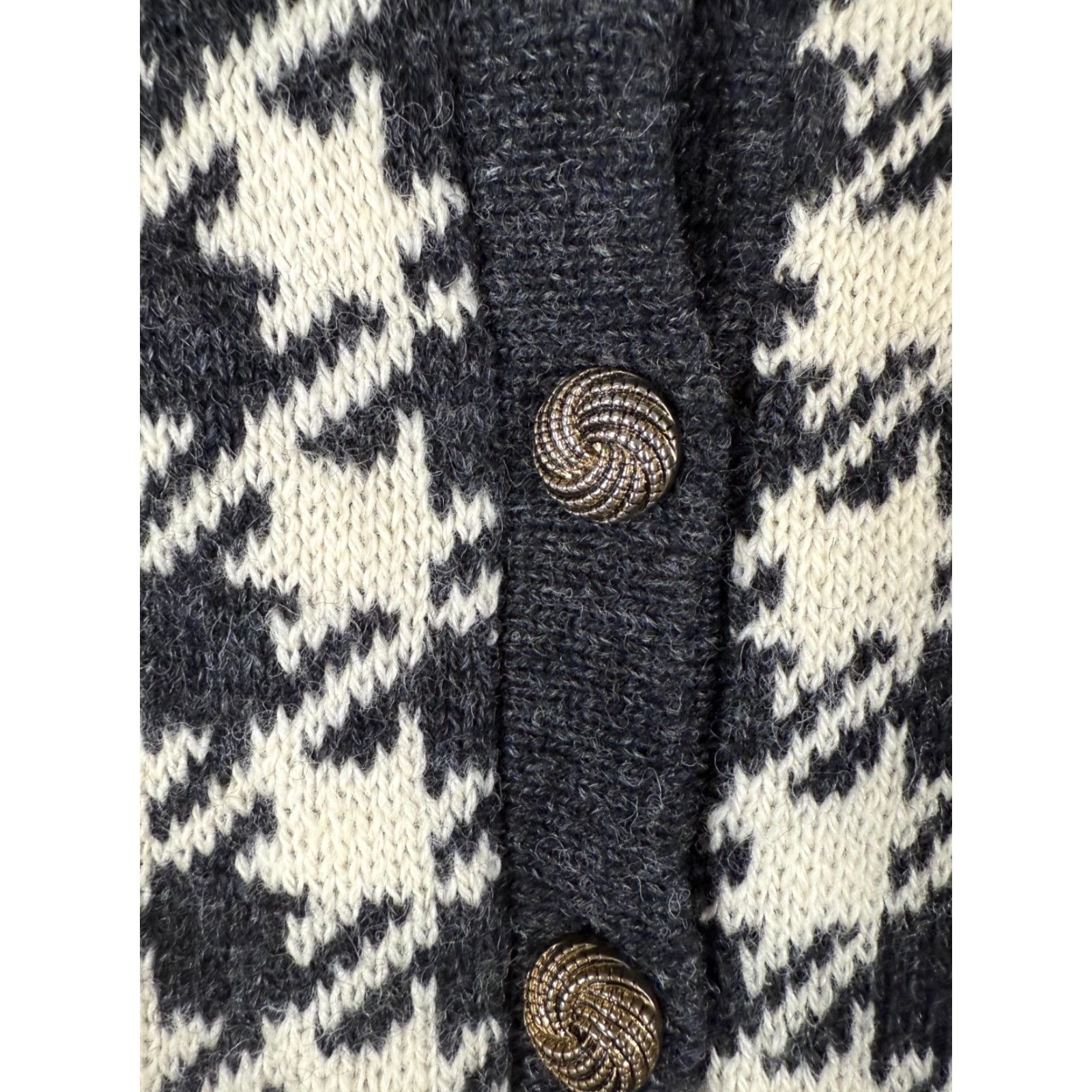 Vintage Sheeps Clothing Forewe Wool Sweater Womens S Ivory Black Houndstooth Cardigan Crew Neck Long Sleeve Knit Button Size S / US 4 / IT 40 - 5 Thumbnail