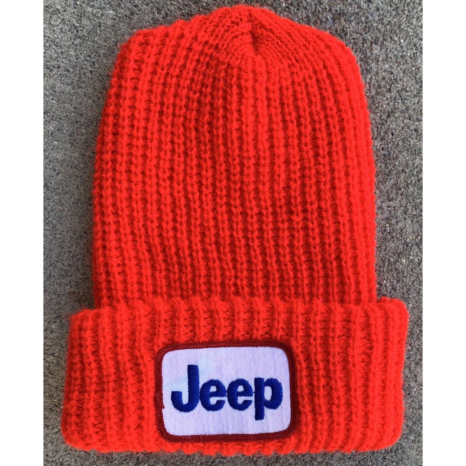 Jeep VINTAGE Jeep Beanie Hat Acrylic Knit Red Unisex Adults Adult Size Knit Winter Winter Casual Cars Transportation 1980s Mens Womens Boys Girls Beanie Size ONE SIZE - 2 Thumbnail