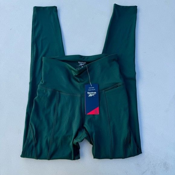 Reebok NWT REEBOK WOMEN’S HIGH RISE GREEN TIGHTS LEGGINGS SZ SMALL Size 24" / US 00 / IT 34 - 1 Thumbnail