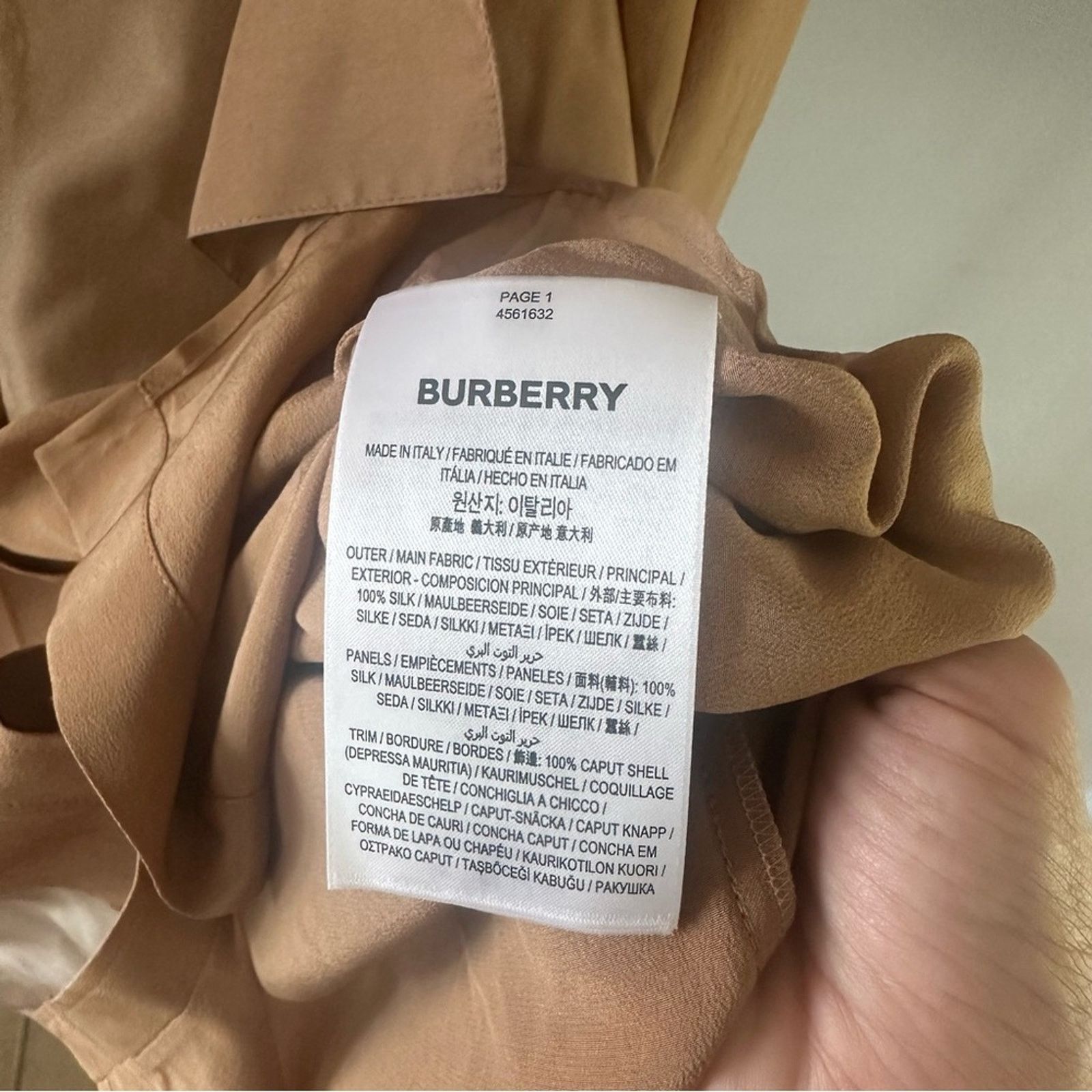 Burberry Burberry Camel Tan Draped Silk Blouse Women US2 Size XS / US 0-2 / IT 36-38 - 7 Thumbnail