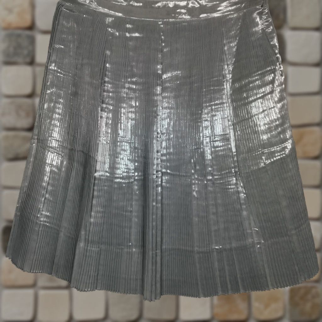 Talbots Talbots Skirt 14 Size Silver Metallic Pleated A-Line Knee Length Lined Zip Read Size 36" / US 14 / IT 50 - 1 Thumbnail